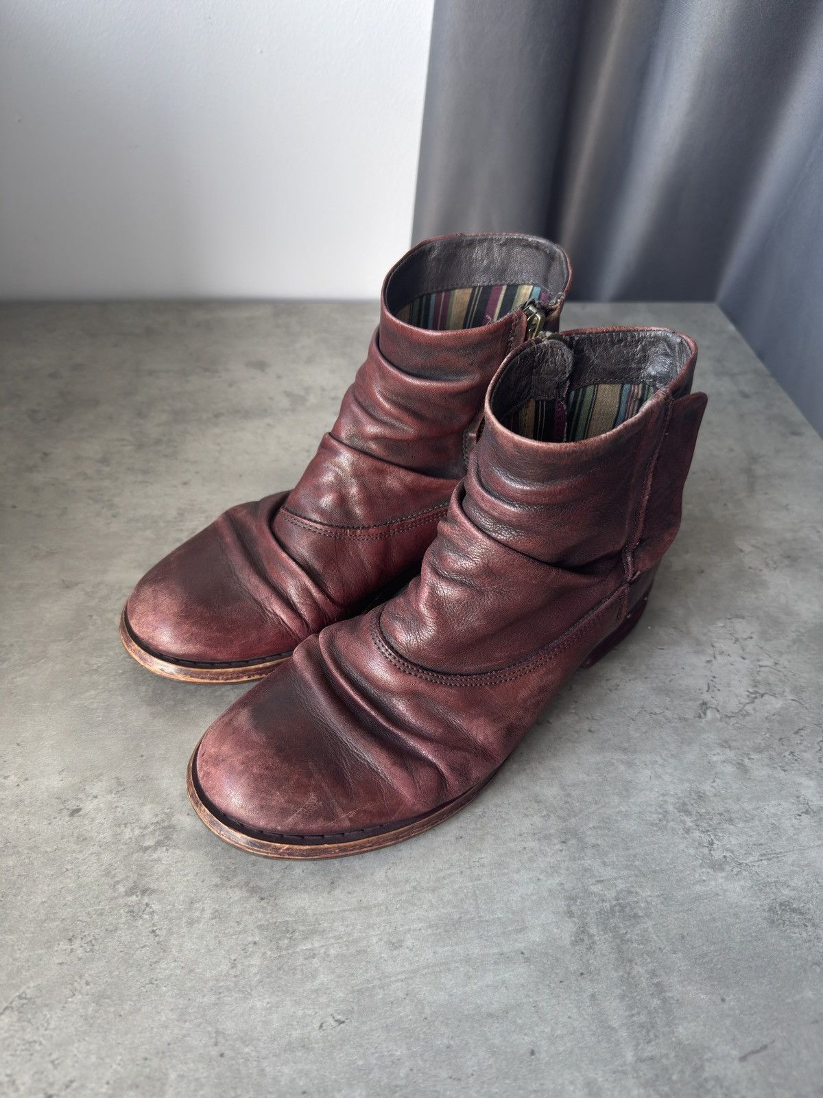 Japanese Brand Vintage ankle zippers leather shoes AS 98 GUIDI style boots Size US 7 / IT 37 - 3 Thumbnail