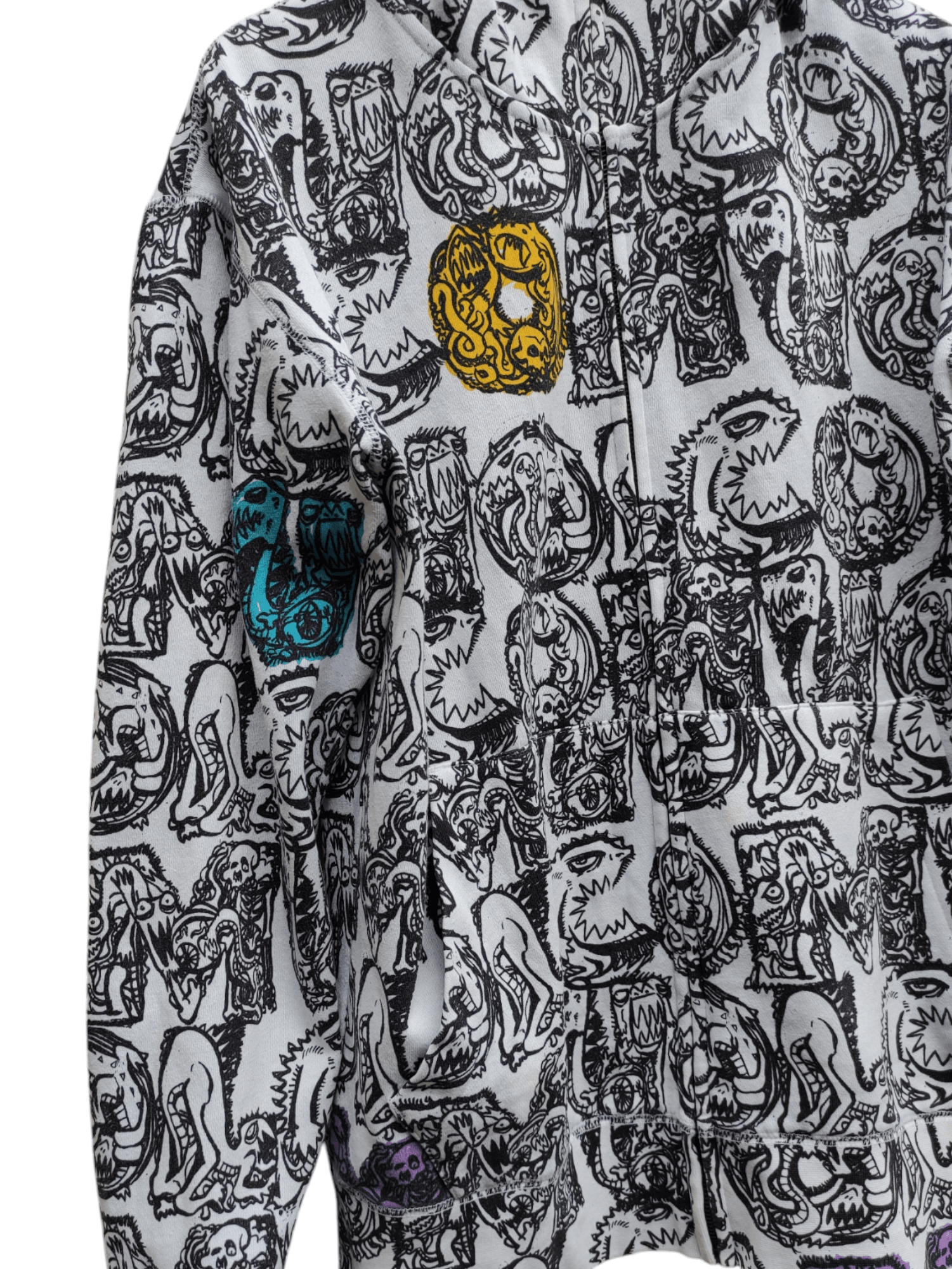 Volcom RARE💥 VOLCOM FULLPRINT KIDS MONSTER EYE FULL ZIPPER HOODIE Size US M / EU 48-50 / 2 - 7 Thumbnail