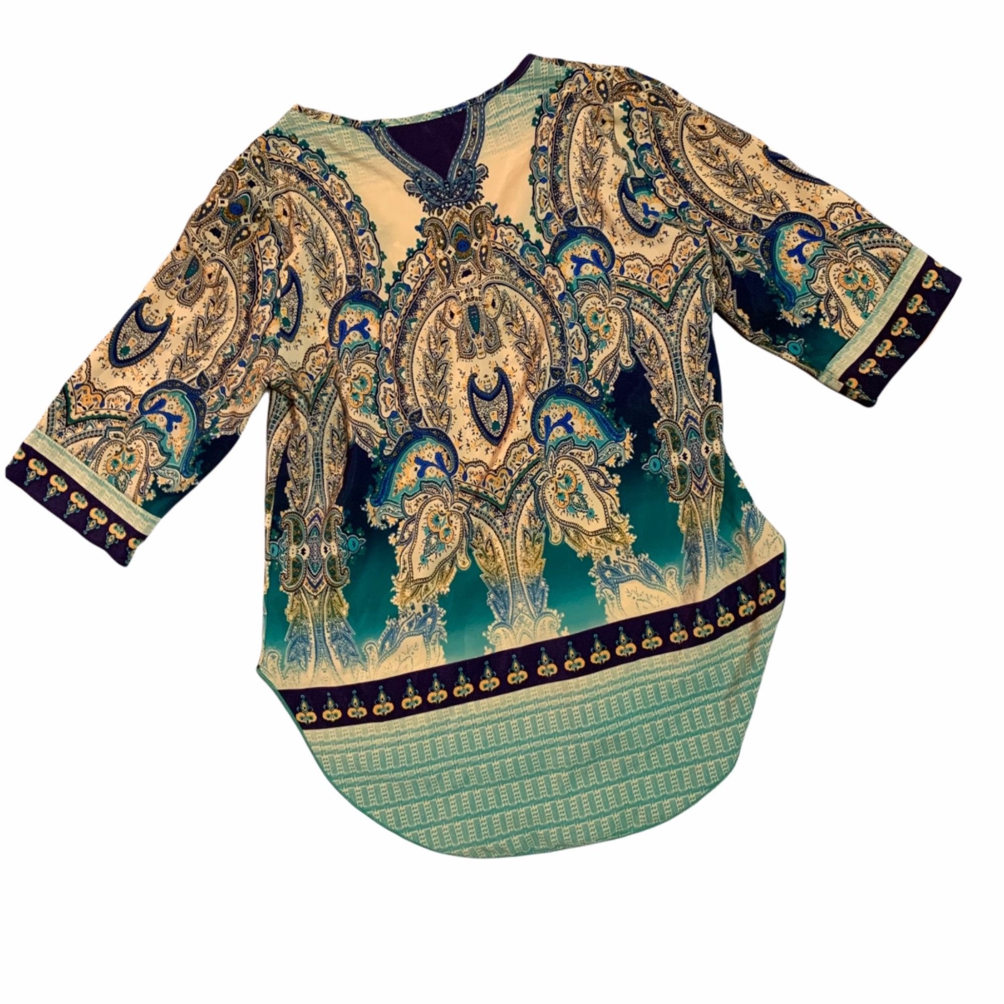 Other Renee C Boho Boho Blues Paisley 3/4 Sleeve Top S Size S / US 4 / IT 40 - 4 Thumbnail