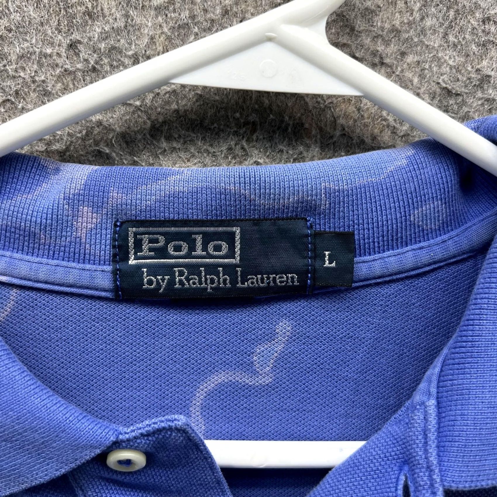 Polo Ralph Lauren VINTAGE Polo by Ralph Lauren Polo Shirt Mens L Blue Pony Logo Bleach Stained Bleached Stains Size US L / EU 52-54 / 3 - 4 Thumbnail