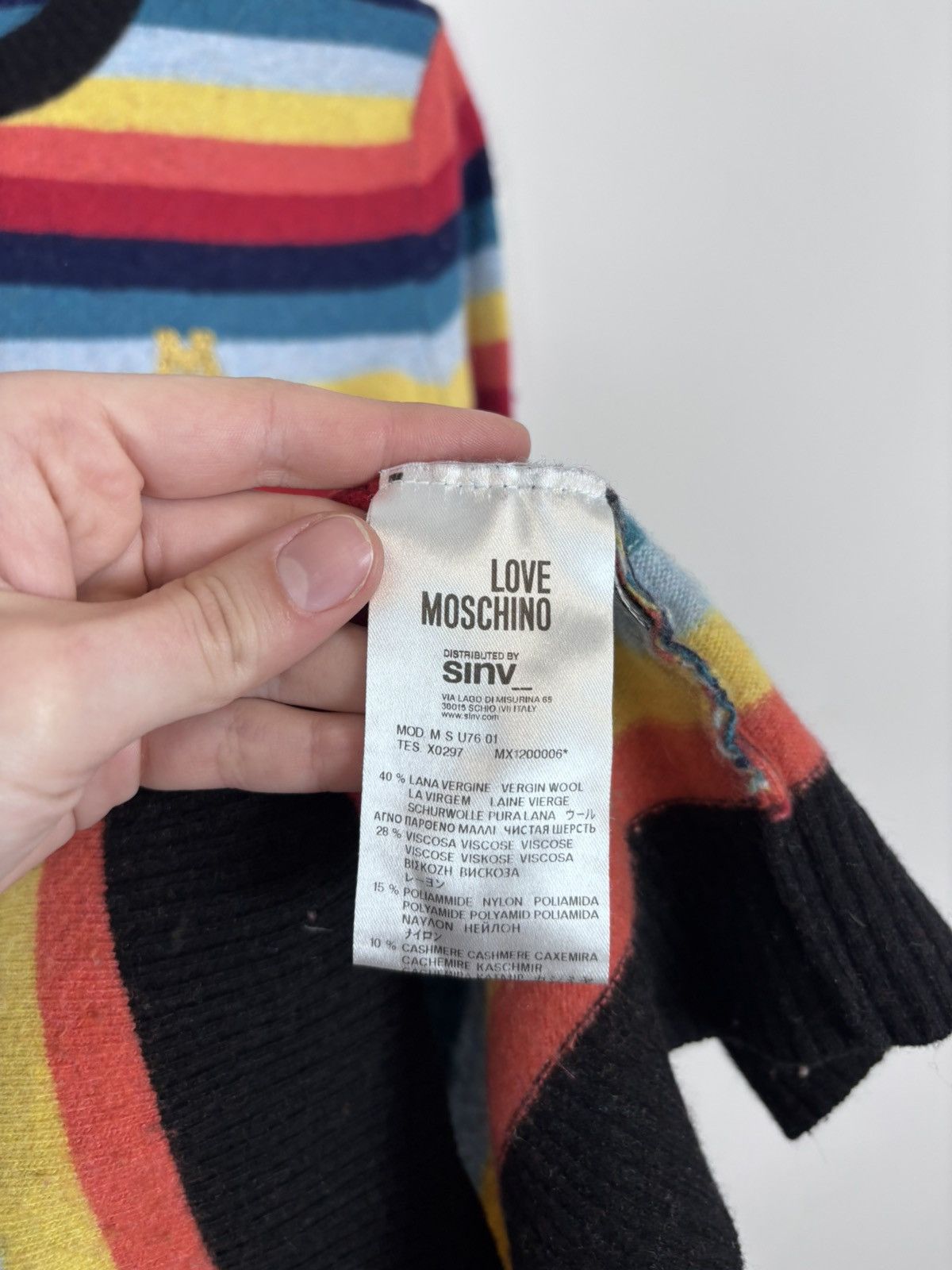 Love Moschino Love Moschino Women’s Rainbow Striped Wool Cashmere Sweater Size S / US 4 / IT 40 - 12 Thumbnail