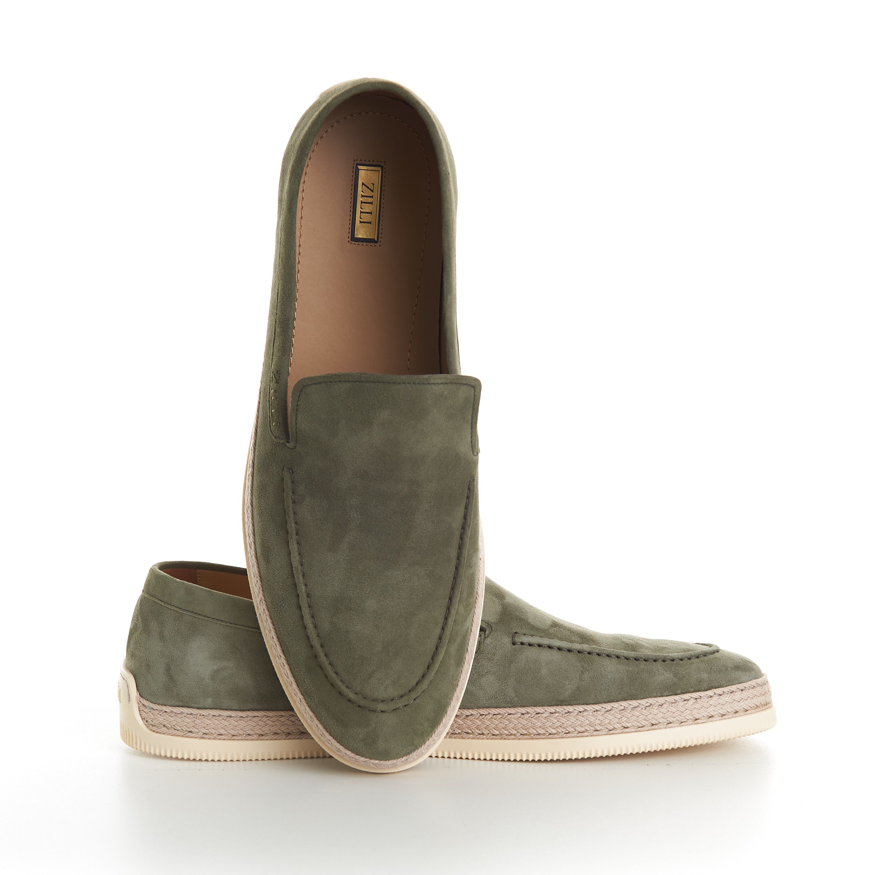 Zilli Green Casual Moccasins, White Woven Outsole Size US 8.5 / EU 41-42 - 10 Thumbnail
