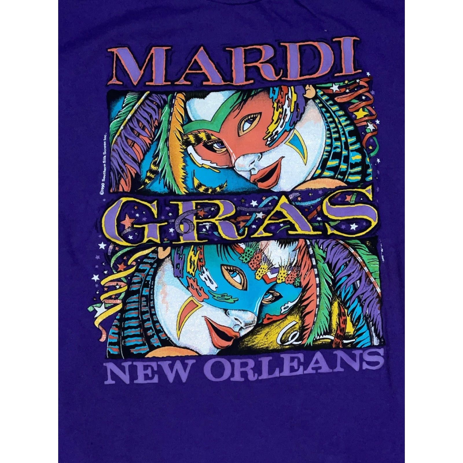 Vintage VINTAGE Mardi Gras New Orleans T-Shirt Single Stitch Small Purple Mens S Shirt Size US S / EU 44-46 / 1 - 2 Thumbnail