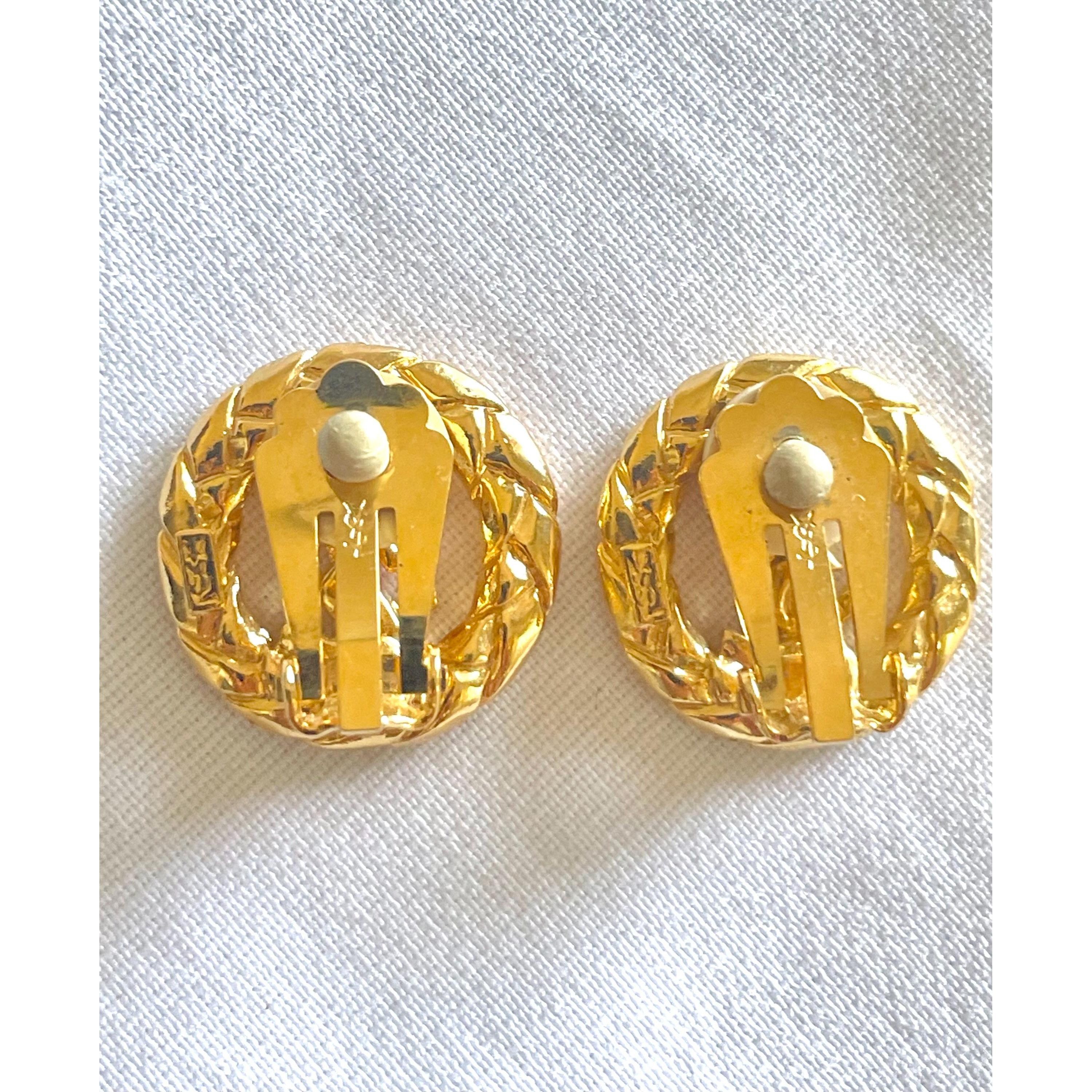 Yves Saint Laurent Vintage Yves Saint Laurent golden round earrings with YSL Size ONE SIZE - 3 Thumbnail
