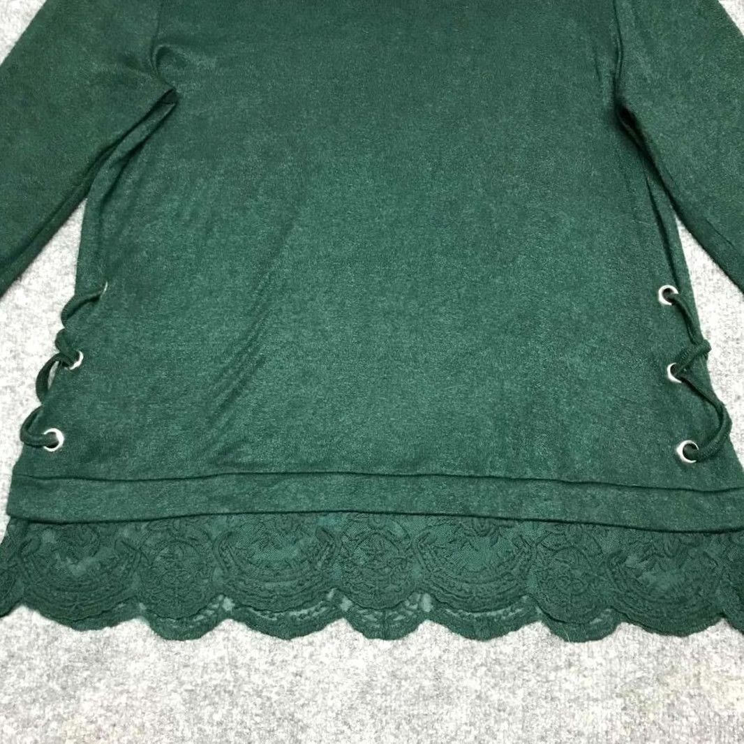 Vintage VINTAGE Est. 1946 Blouse Womens S Green Long Sleeve Scoop Neck Floral Lace Size S / US 4 / IT 40 - 2 Thumbnail