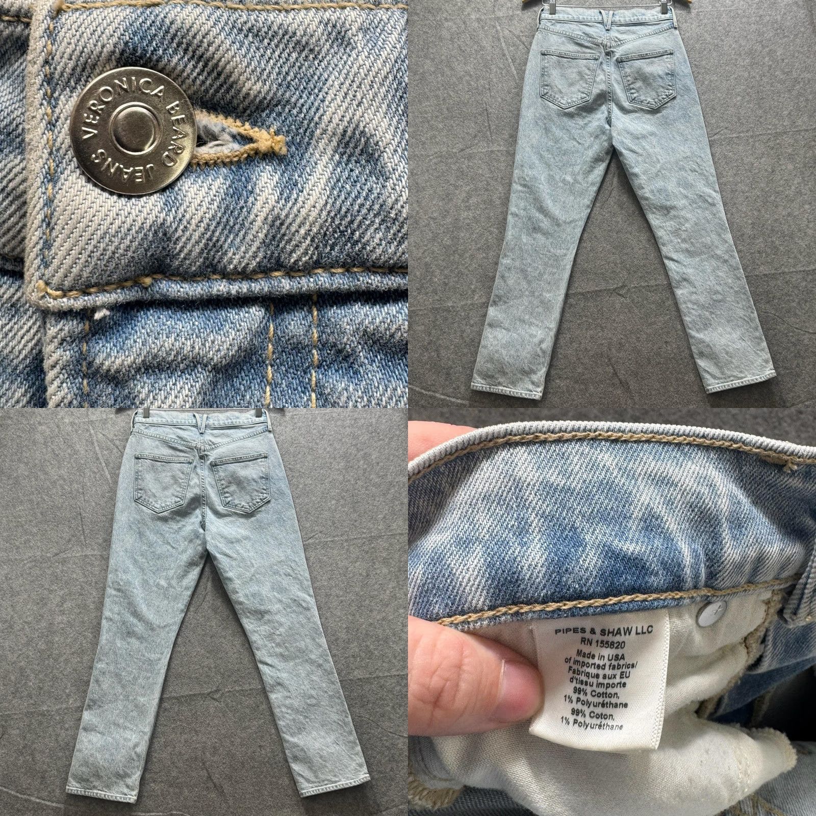 Veronica Beard VERONICA BEARD Alenah Slim Straight High Rise Jeans Womens 26 Blue Pier Pressure Denim 5-Pocket Stretch Cotton Size 26" / US 2 / IT 38 - 8 Thumbnail
