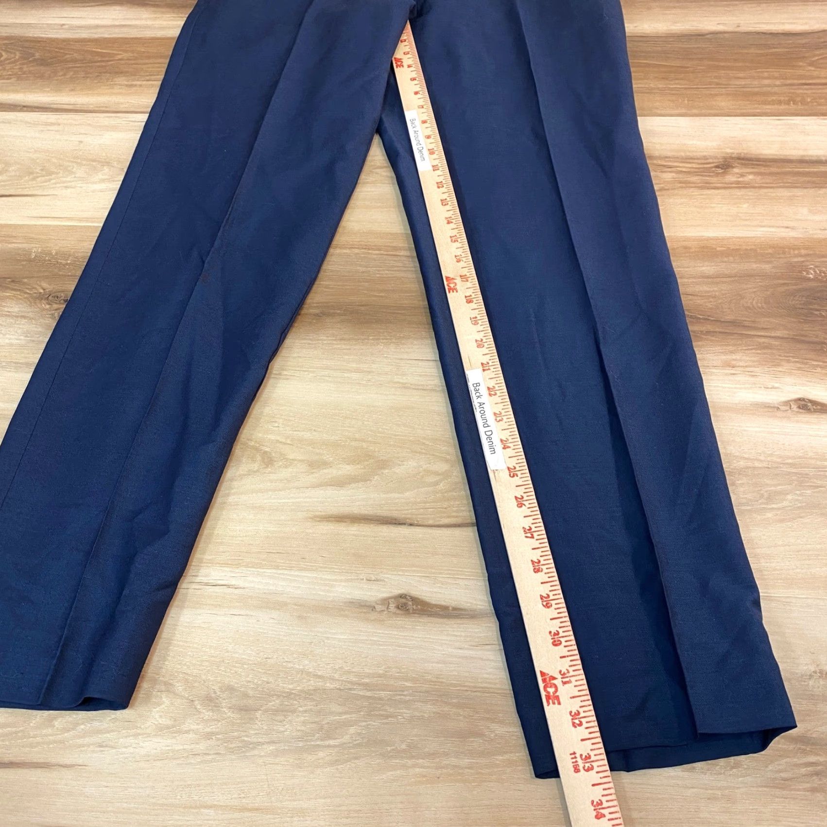 Vintage Indochino Dress Pants Men 34x33 Newbury Navy Blue Wool Trousers Slim Flat Front Business Formal Wedding Size US 34 / EU 50 - 7 Thumbnail