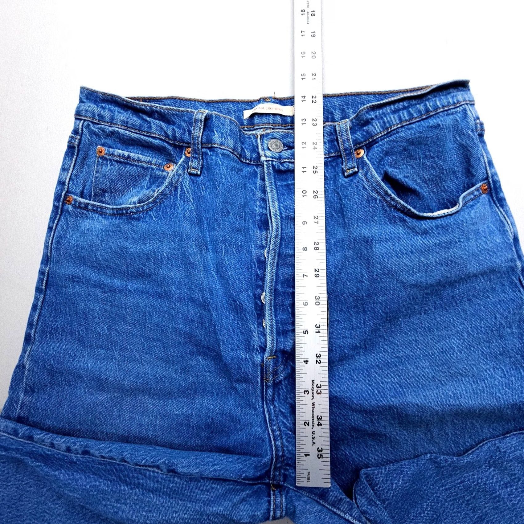 Levi's Levi's Premium Ribcage Crop Boot Jeans Womens 33 High Rise Button Fly Blue Denim Size 24" / US 00 / IT 34 - 6 Thumbnail