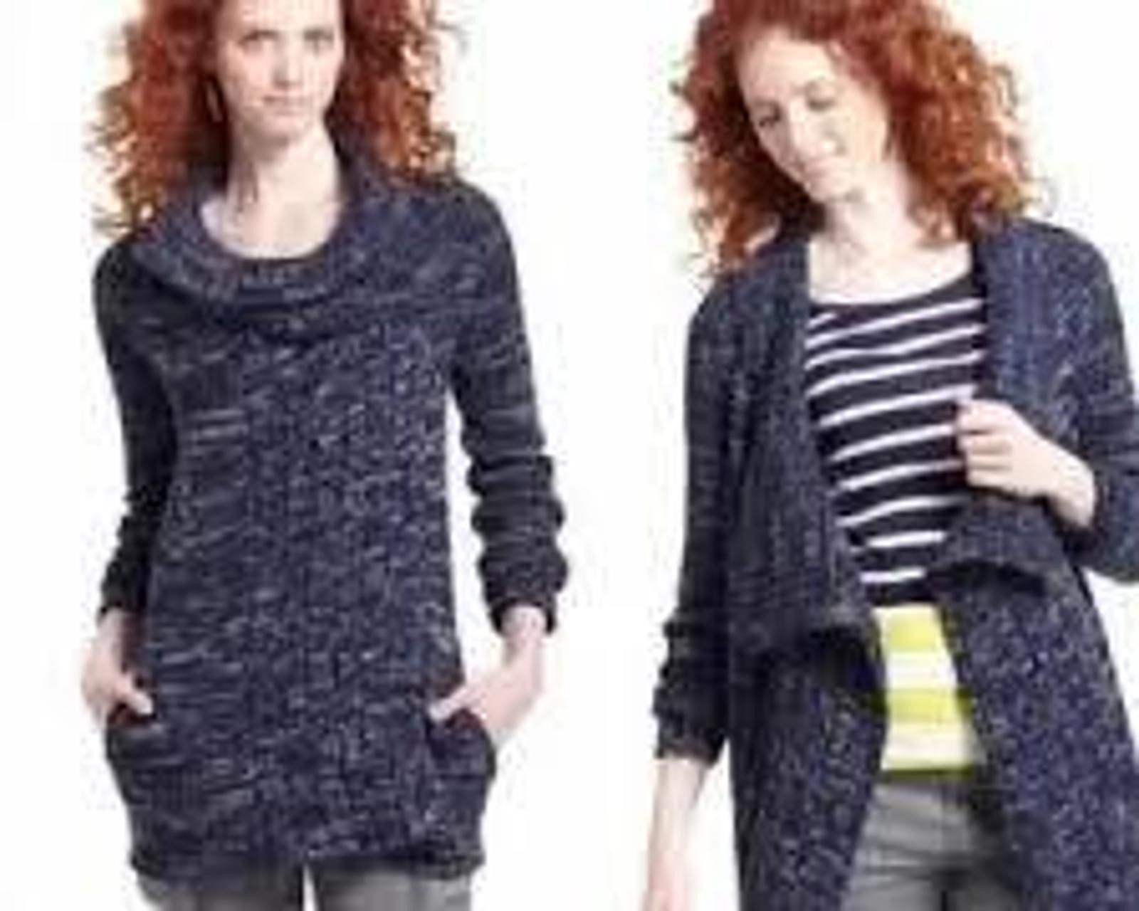 Other Cozy Women's Cowl Neck Sweater - Blue Mix Knit Size M / US 6-8 / IT 42-44 - 7 Thumbnail