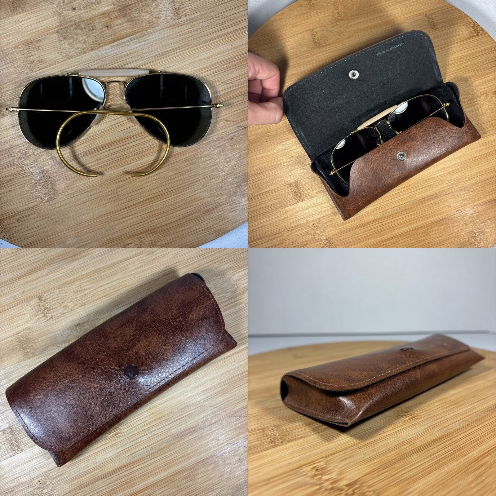 Vintage VINTAGE B&L RAY-BAN Sunglasses Aviators USA 58/14mm Gold Black G15 UV Men Seniors 70s 80s Size ONE SIZE - 10 Thumbnail