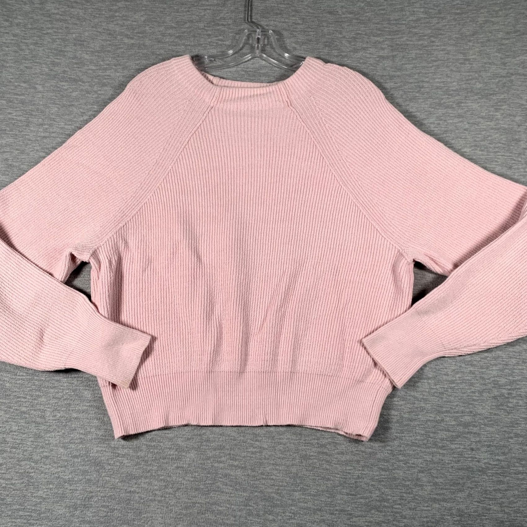Free People VINTAGE? Free People Sweater Womens M Pink Raglan Crewneck Pullover Knit Ribbed Cotton Blend Solid 90s Casual Womens Size M / US 6-8 / IT 42-44 - 2 Thumbnail