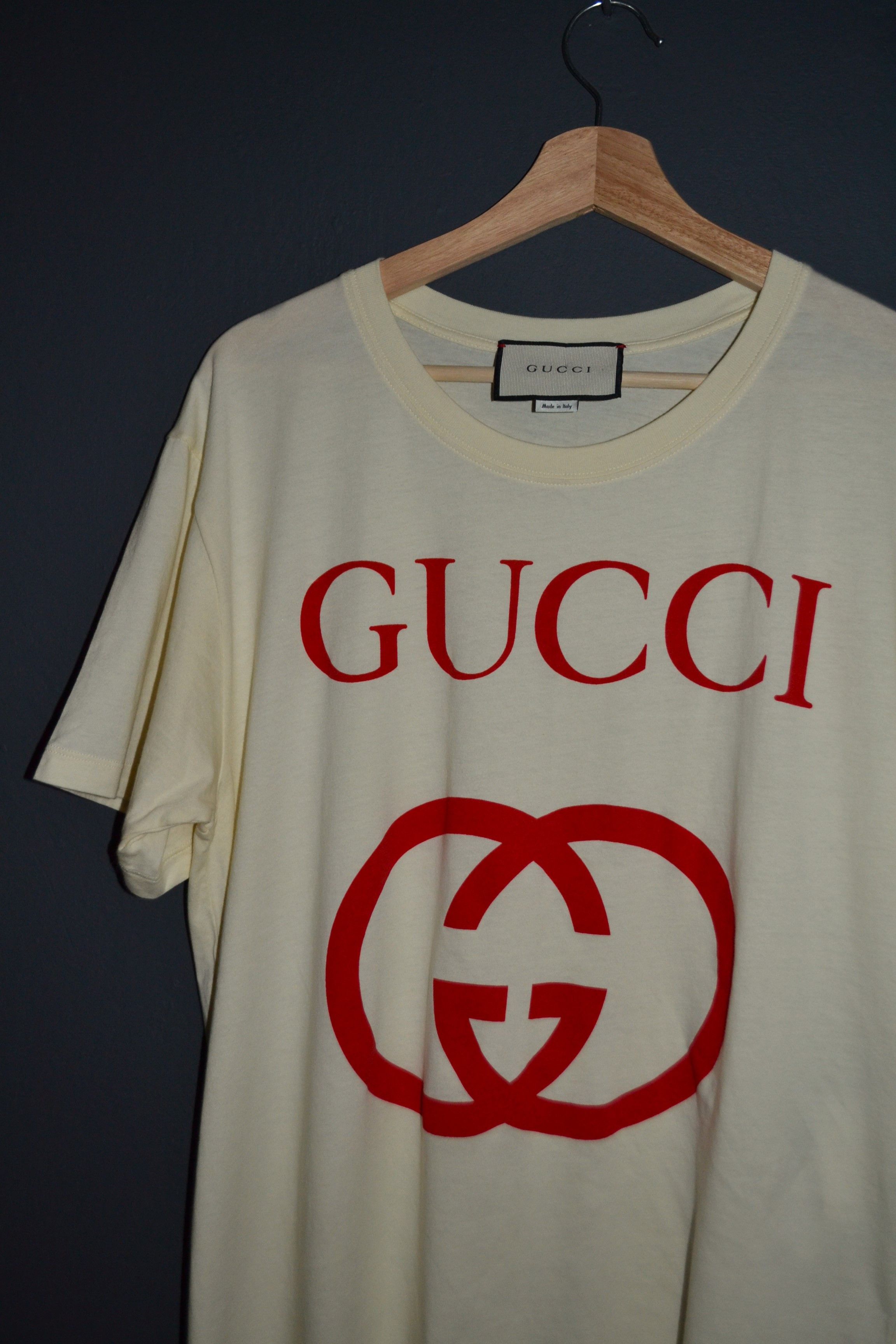 Gucci Gucci Oversized GG Interlocking Print Cream Yellow T-shirt M Size US M / EU 48-50 / 2 - 3 Thumbnail