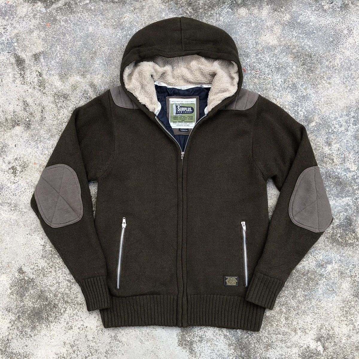 Japanese Brand Surplus Seminary Knitted Shoulder Patch Hoodie Jacket Size US S / EU 44-46 / 1 - 4 Thumbnail