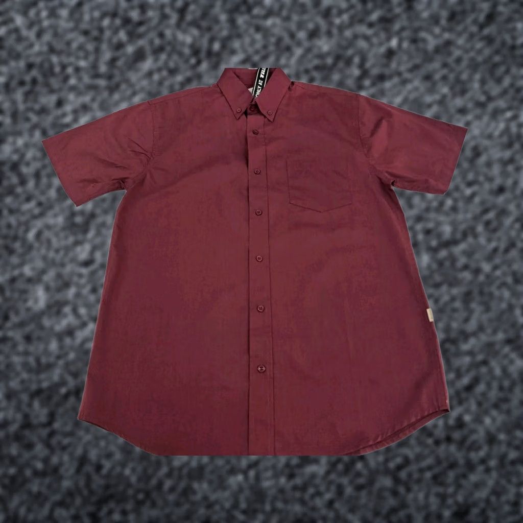Vintage VSTR Premium Mens Short Sleeve Button-Up Stretch Shirt M Maroon Knit Casual Shirt, Win? Size US M / EU 48-50 / 2 - 1 Thumbnail