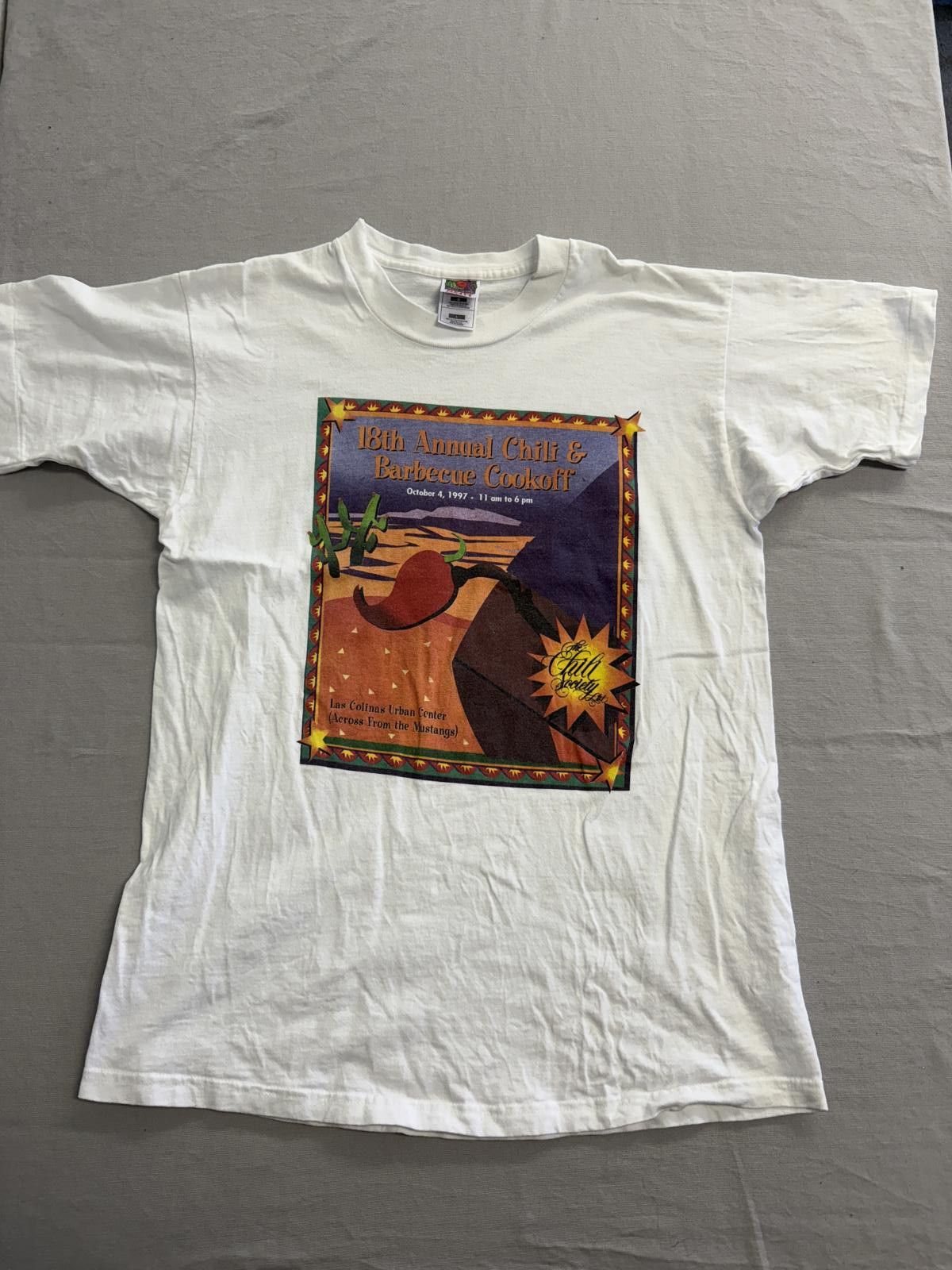 Fruit Of The Loom Vintage Chili & Barbecue Cookoff T-shirt Hot Pepper Art 1997 Size US L / EU 52-54 / 3 - 1 Thumbnail