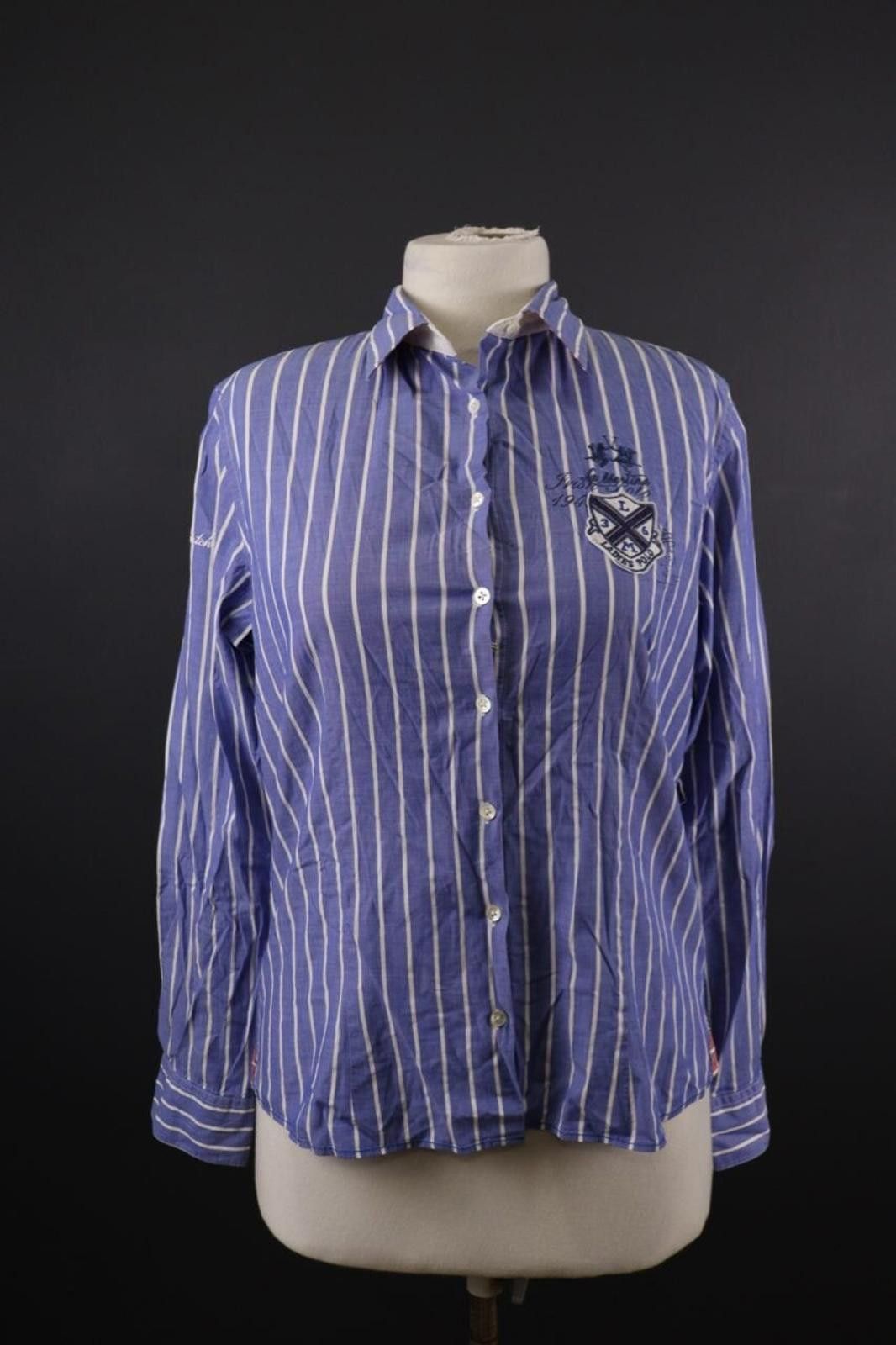 La Martina La Martina Blue Stripe Long Sleeve Blouse Shirt Size 4 Size S / US 4 / IT 40 - 1 Thumbnail