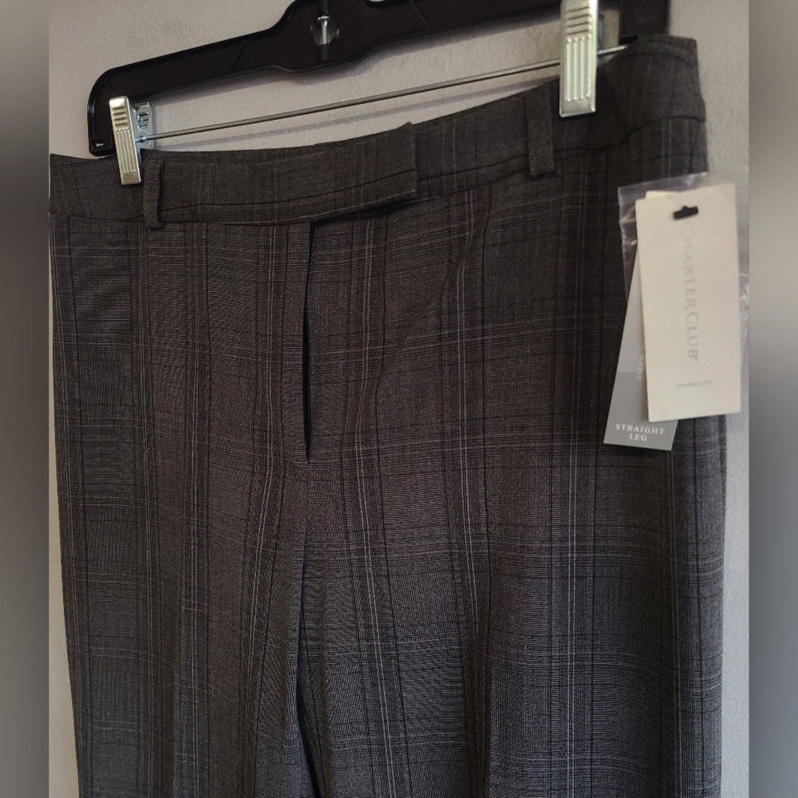 Other NEW women's 8 black dark gray plaid dressy pants Size 30" / US 8 / IT 44 - 2 Thumbnail
