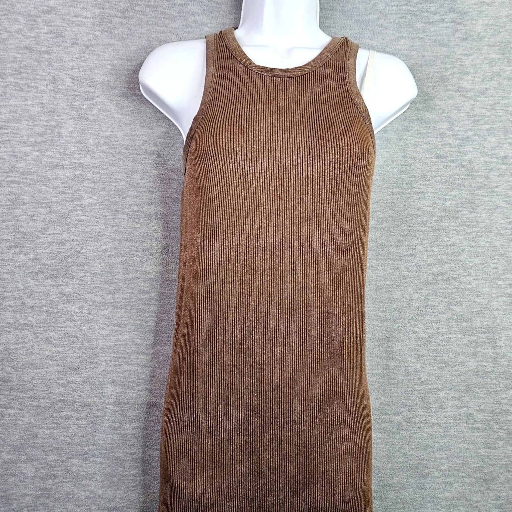Vintage Crave Fame Women Midi Dress Brown Sleeveless Bodycon Stretch Casual M Size M / US 6-8 / IT 42-44 - 4 Thumbnail