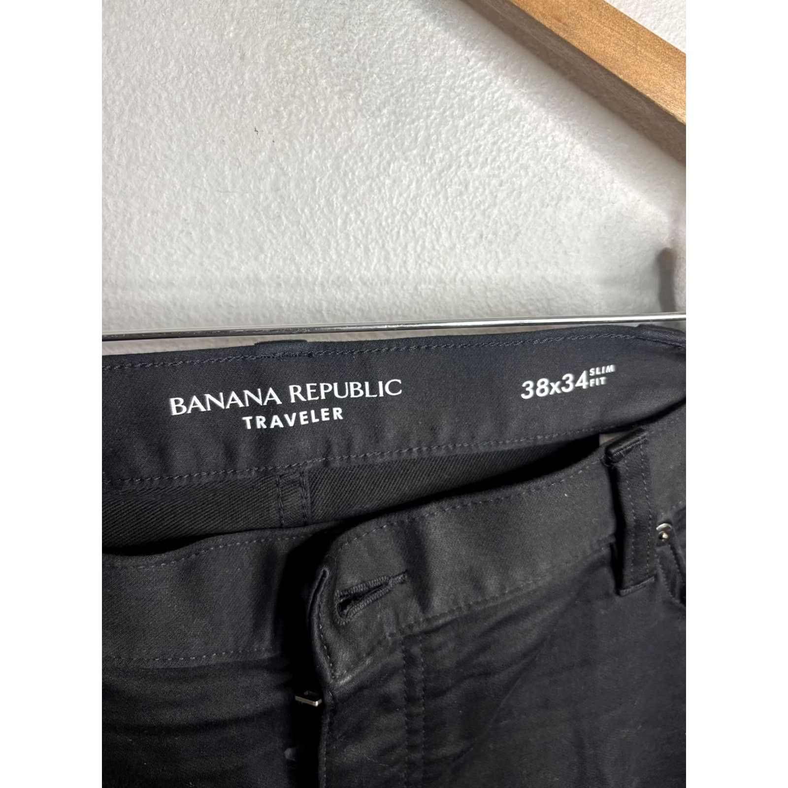 Banana Republic Banana Republic Traveler Jeans Mens 38x34 Black Slim Tapered Denim Stretch Pants Size US 38 / EU 54 - 3 Thumbnail