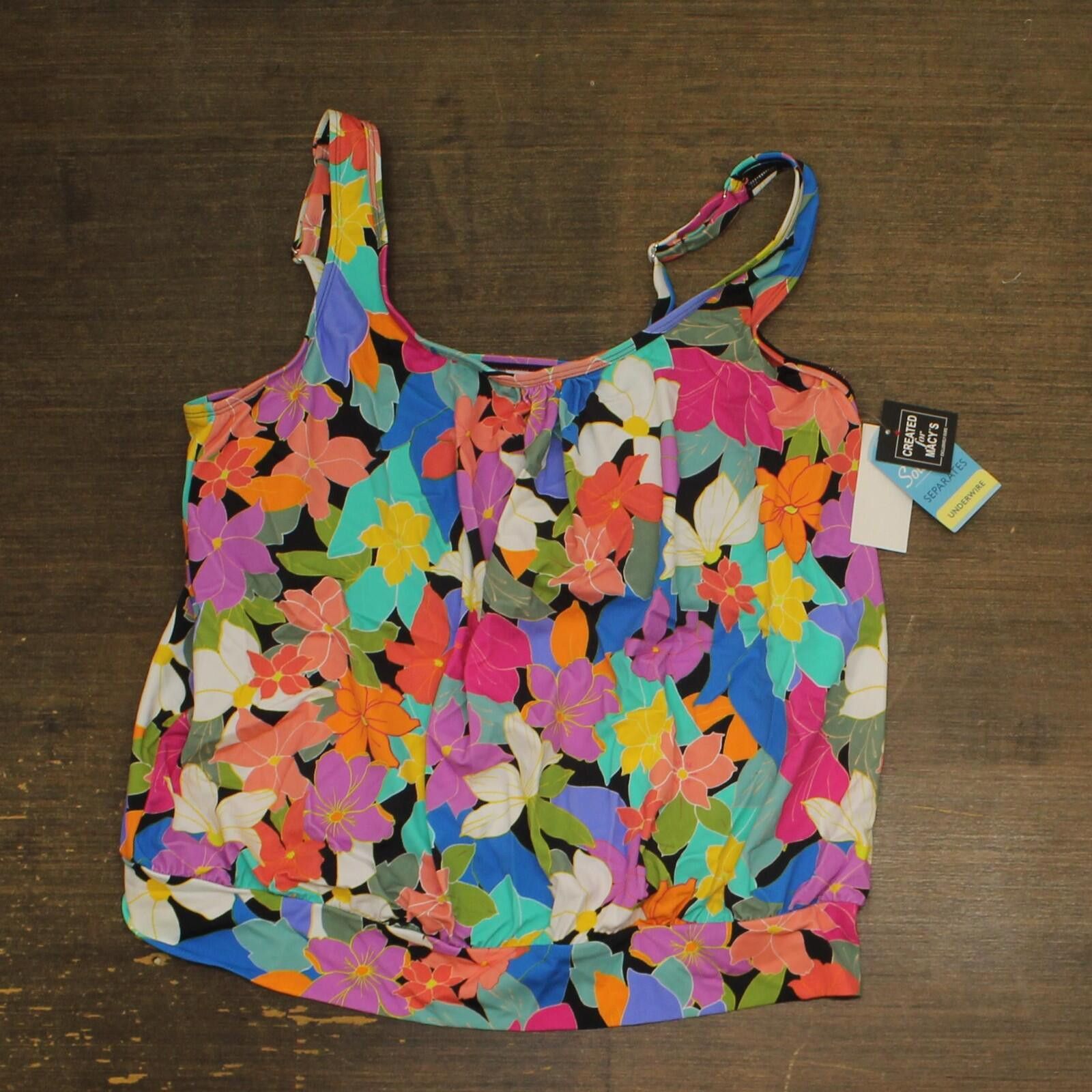 Other Nwt Swim Solutions Swim Top Floral Frenzy Multicolor 18w Size ONE SIZE - 1 Thumbnail
