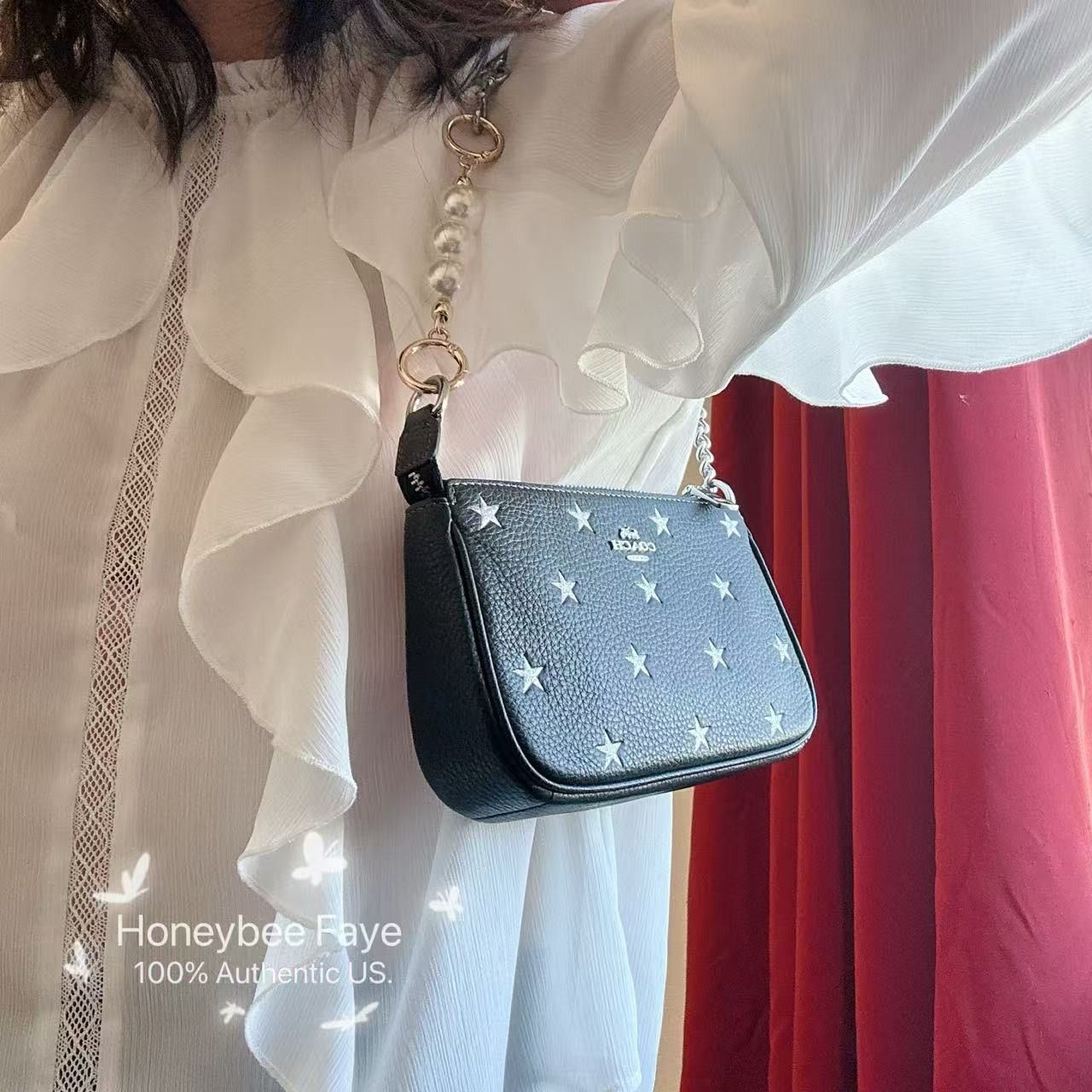 Coach Nolita 19 With Star Print CW409 plus extended Pearl chain Size ONE SIZE - 3 Thumbnail
