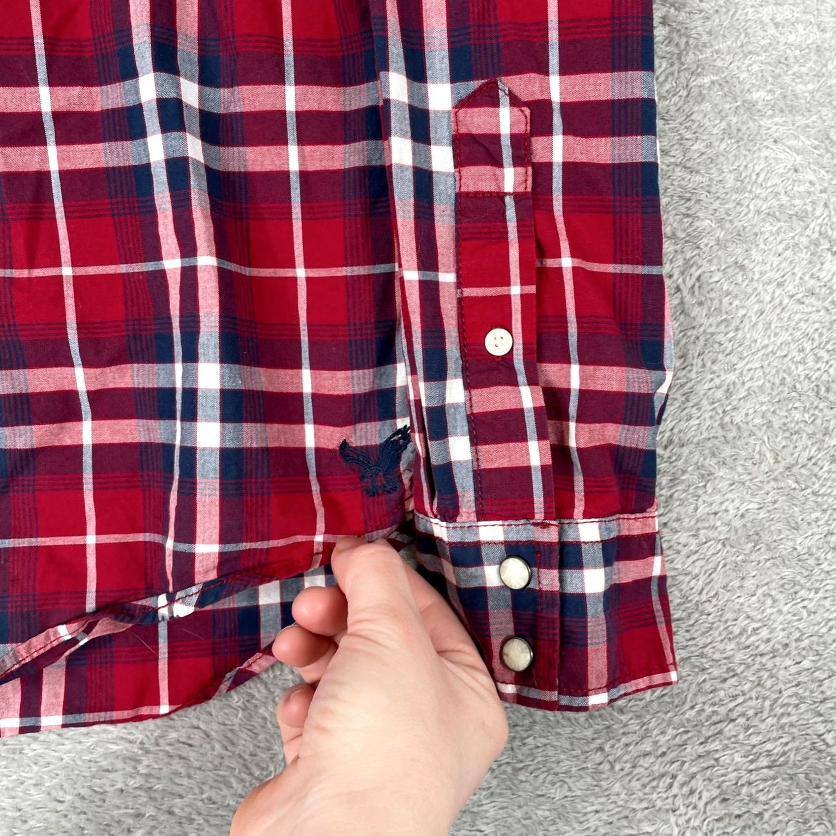 American Eagle Outfitters American Eagle Western Shirt Mens Small Red Plaid Pearl Snap Vintage Fit Cotton Shirt Size US S / EU 44-46 / 1 - 3 Thumbnail