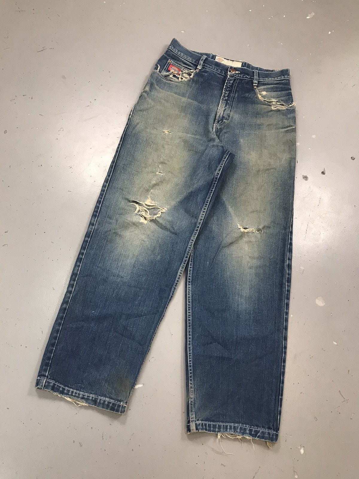 Vintage Dickies logo embroidered big daddy distressed denim