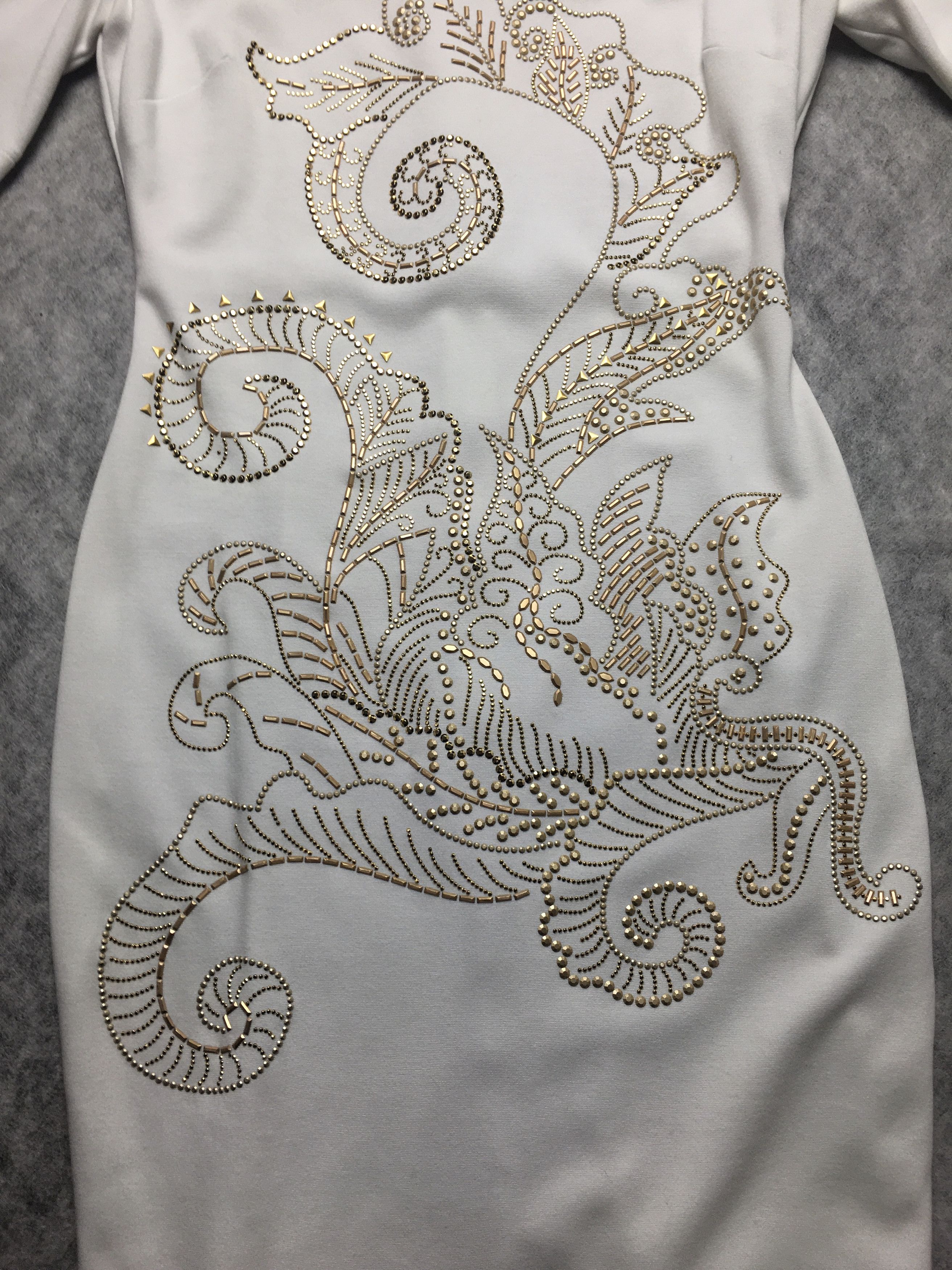 Versace Versace Jeans White Baroque Studded Paisley Dress Size S / US 4 / IT 40 - 9 Thumbnail