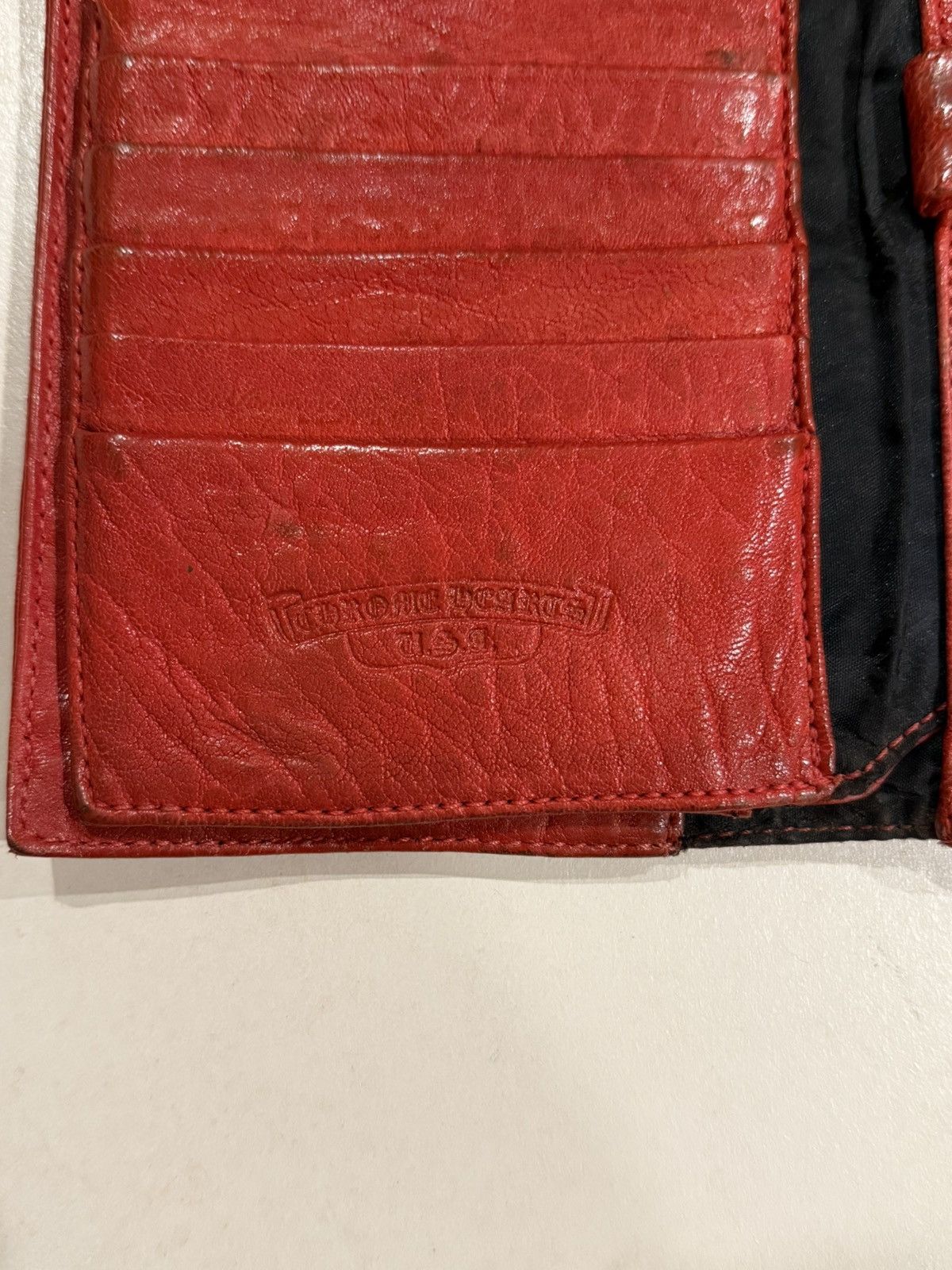 Chrome Hearts Chrome Hearts Wave Wallet Red Leather Silver Cross Snaps 925 Size ONE SIZE - 7 Thumbnail