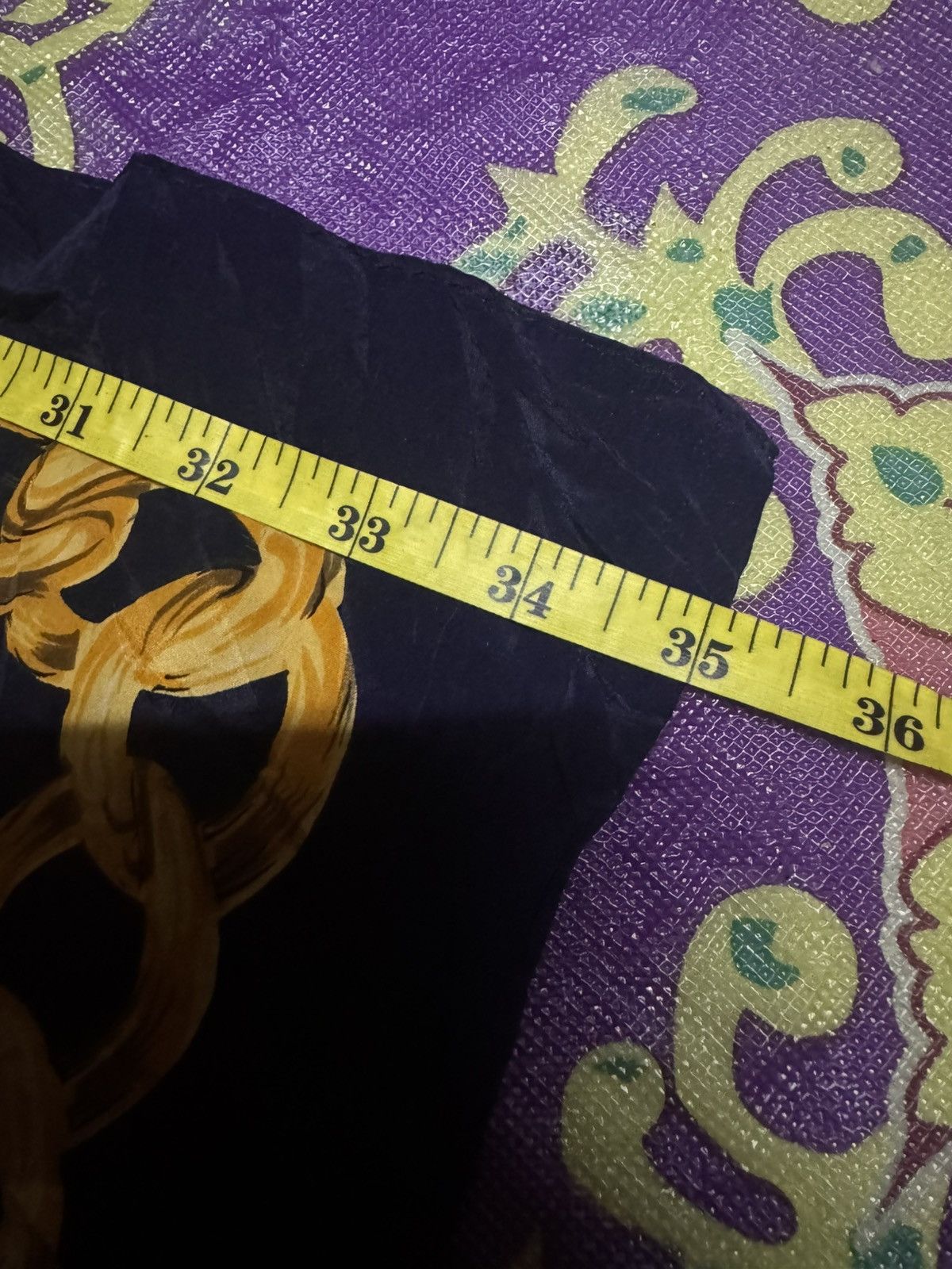 Chanel Authentic CHANEL navy gold slik scarf Size 34 - 11 Thumbnail