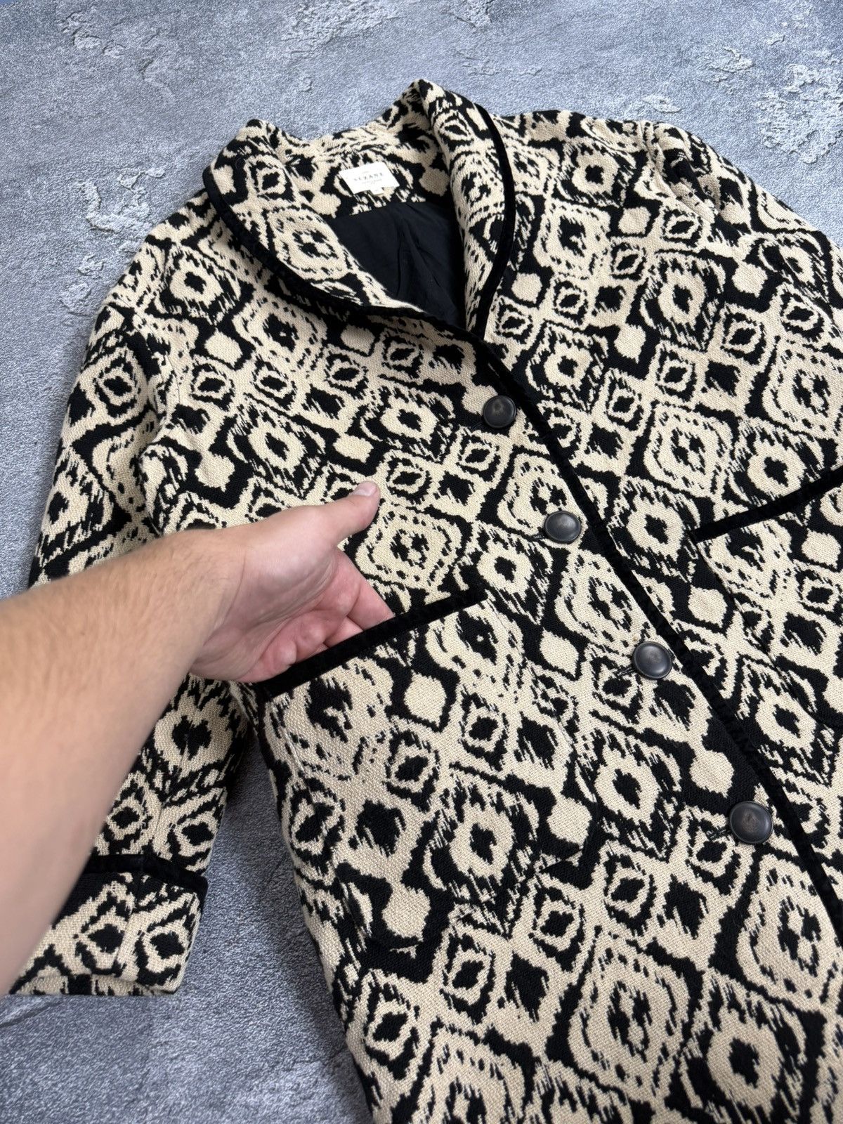 Sezane Sezane Henri Jacquard Ethnique Oversize Pocket Coat Jacket Size S / US 4 / IT 40 - 10 Thumbnail