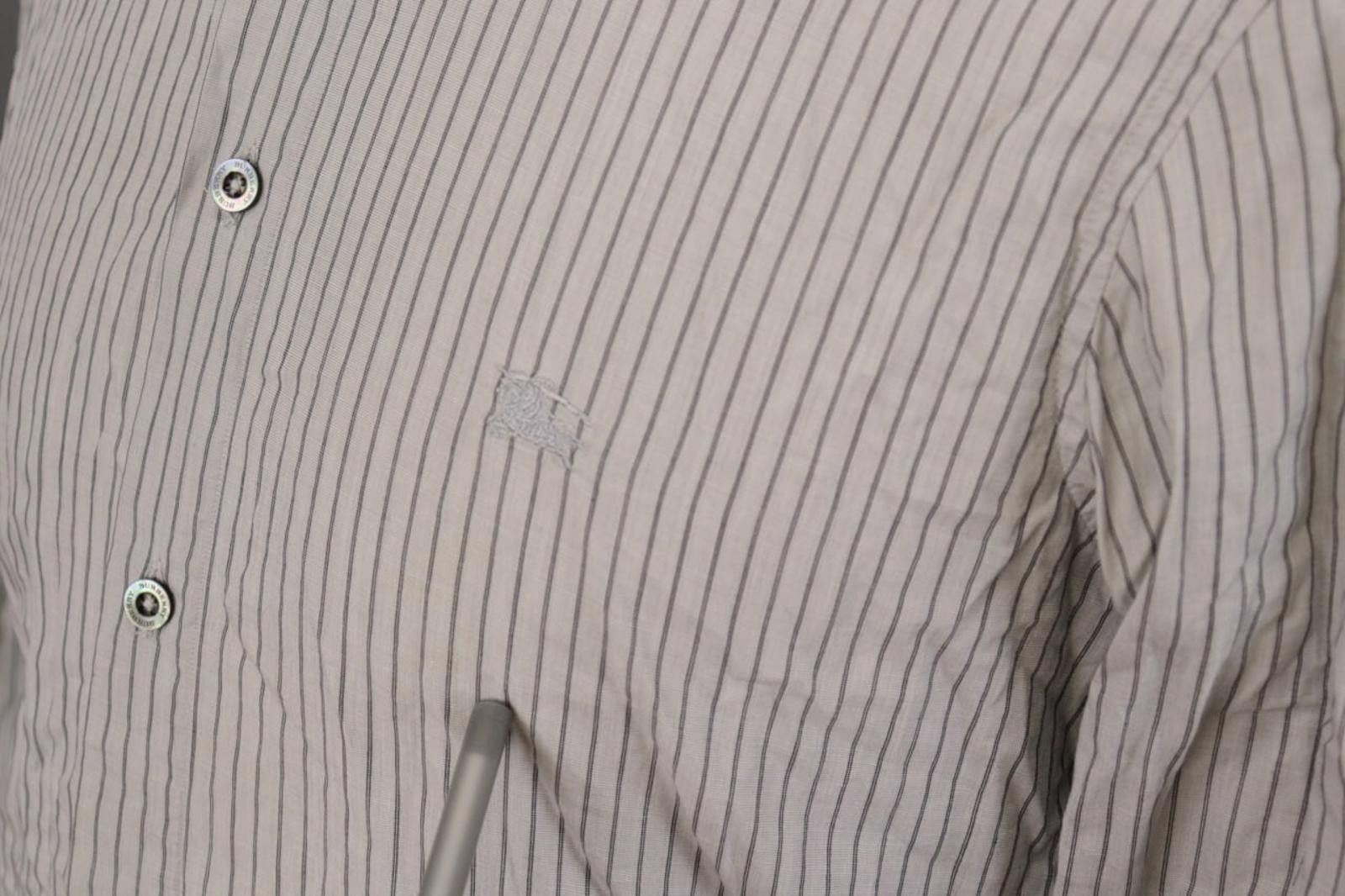 Designer Burberry London Gray Striped Button Down Shirt Size 39 Size US M / EU 48-50 / 2 - 5 Thumbnail