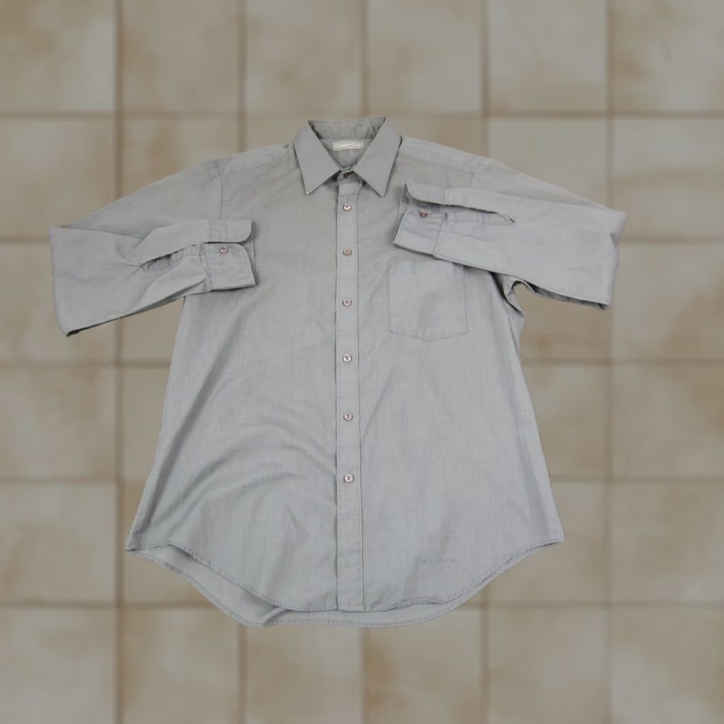 Vintage Vintage Career Club Shirt Mens Medium 16 Gray Made in USA 60s 70s Disco True Size US L / EU 52-54 / 3 - 1 Thumbnail