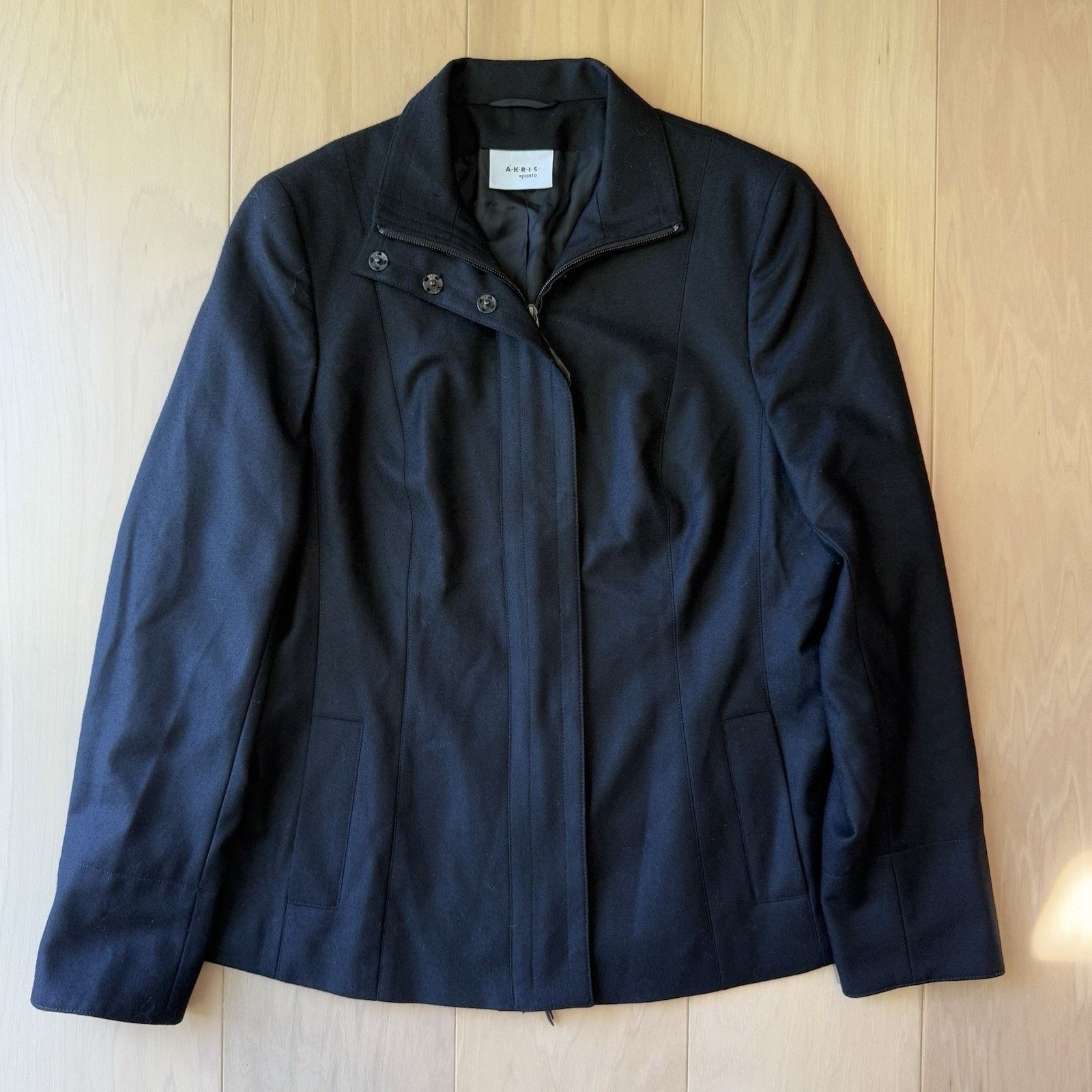 Akris Akris Punto Wool Coat Women's 10 Black Full Zip Minimalist Size L / US 10 / IT 46 - 2 Thumbnail
