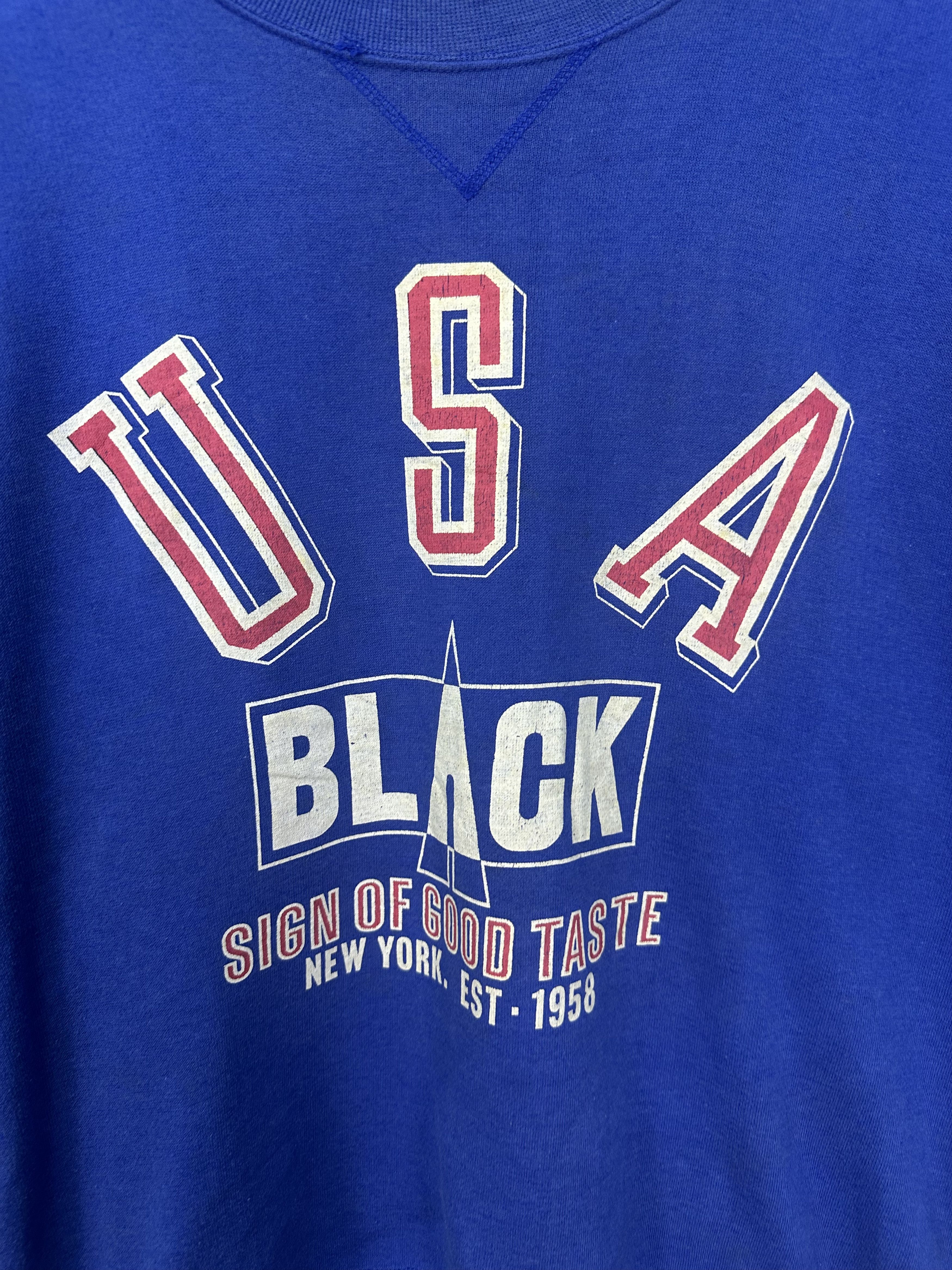 Vintage Vintage USA Black Sign Of Good Taste Boxy Crewneck Z493 Size US L / EU 52-54 / 3 - 3 Thumbnail