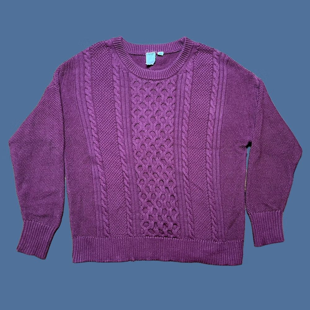 Gap Gap Womens Cable Knit Pullover Sweater Fisherman Size XL Light Plum Purple - Classic Size XL / US 12-14 / IT 48-50 - 1 Thumbnail