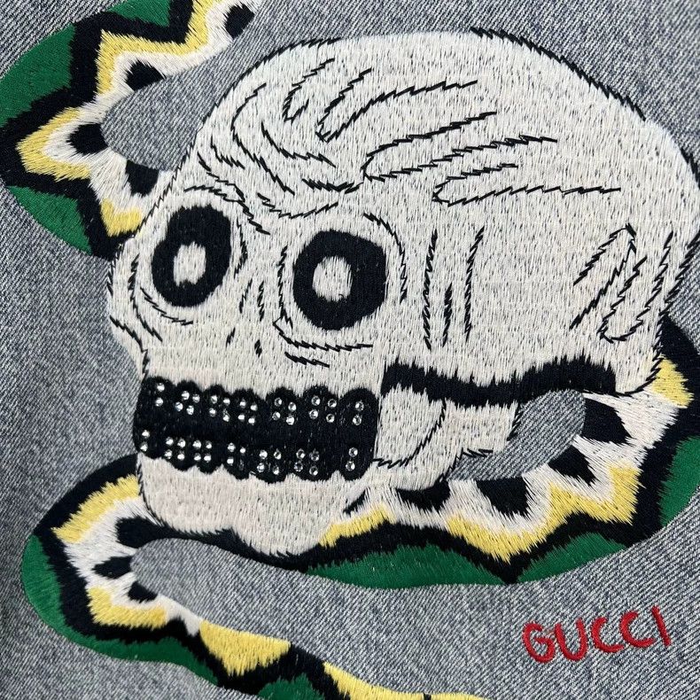 Gucci Gucci Rhinestone embroidered washed denim jacket 2504-Nexta Size US S / EU 44-46 / 1 - 5 Thumbnail