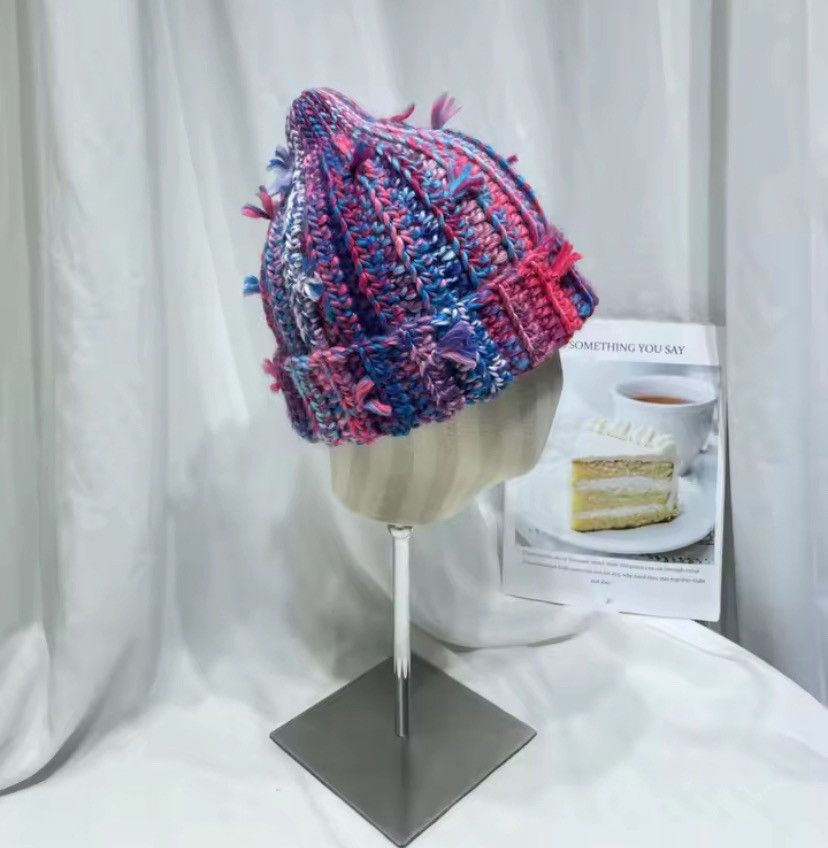 Japanese Brand Niche Colored Fringed Wool Beanie Hat Size ONE SIZE - 4 Thumbnail