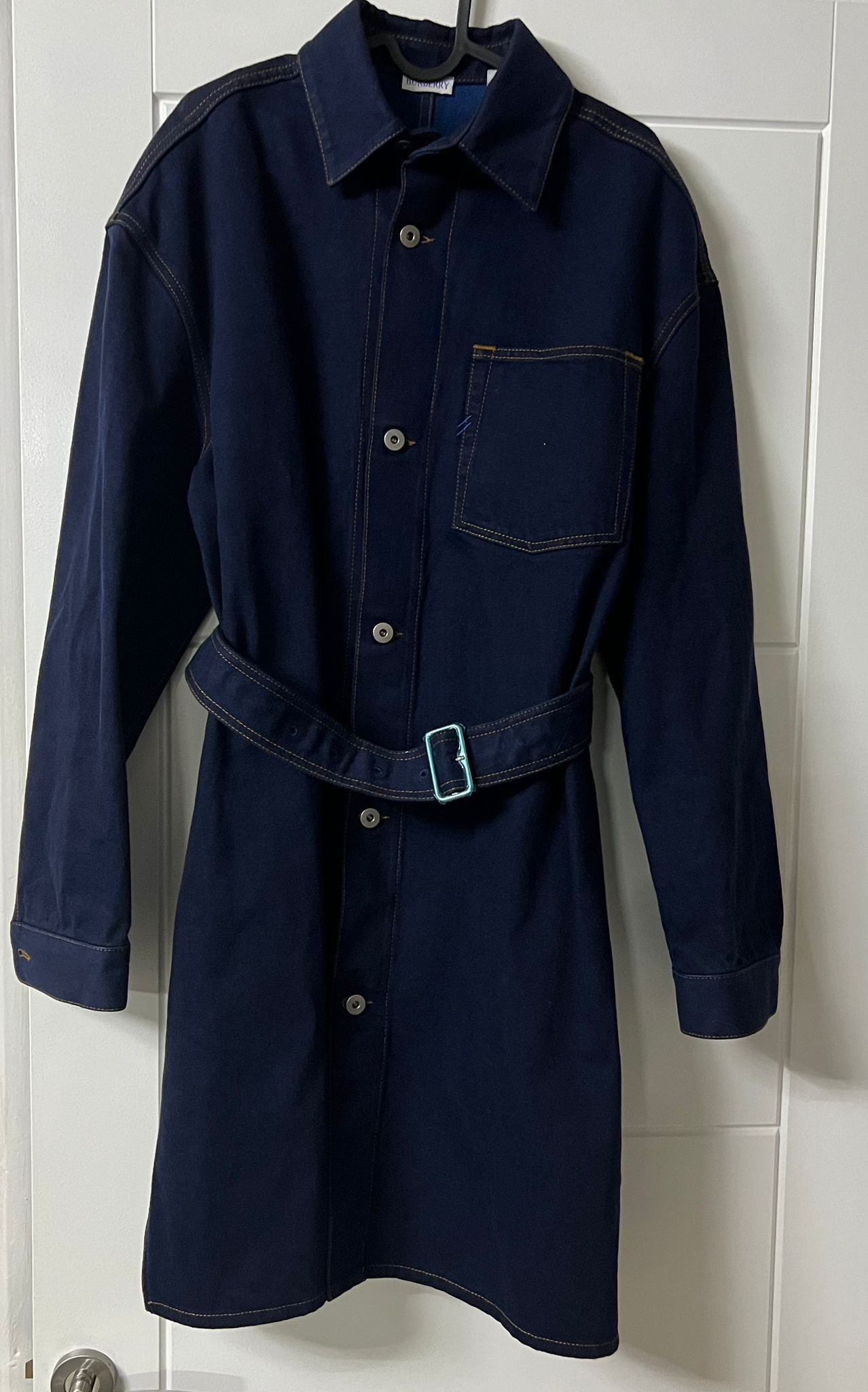 Burberry CC000024 Belted Denim Shirt Dress in Indigo Blue Size S / US 4 / IT 40 - 1 Thumbnail