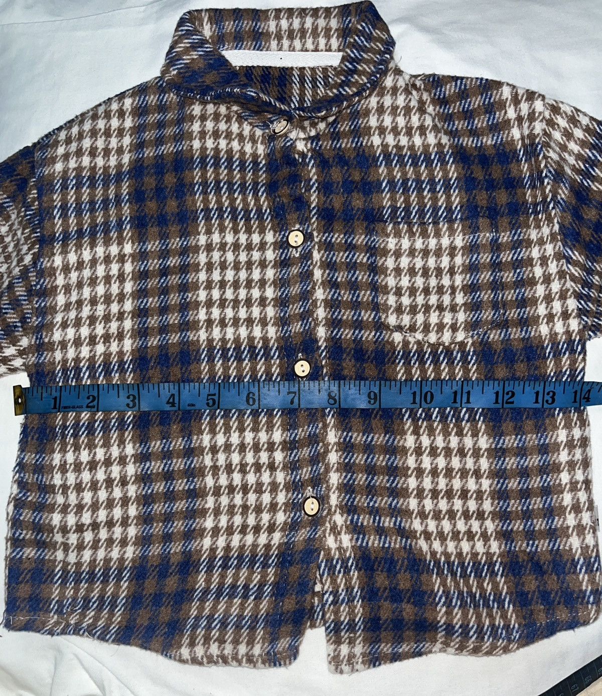 Other Vintage Kids Flannel Shirt Brown Blue Checkered Size US XXS / EU 40 - 4 Thumbnail