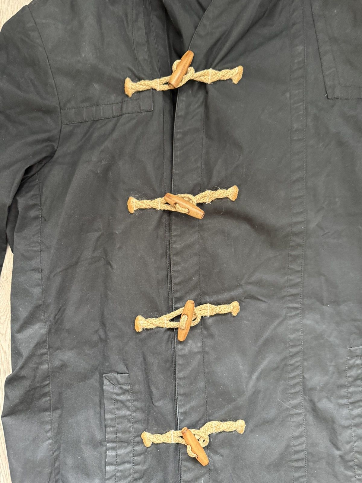 Allsaints AllSaints Valaste Duffle Coat – Black Cotton Hooded Jacket Size US XL / EU 56 / 4 - 2 Thumbnail