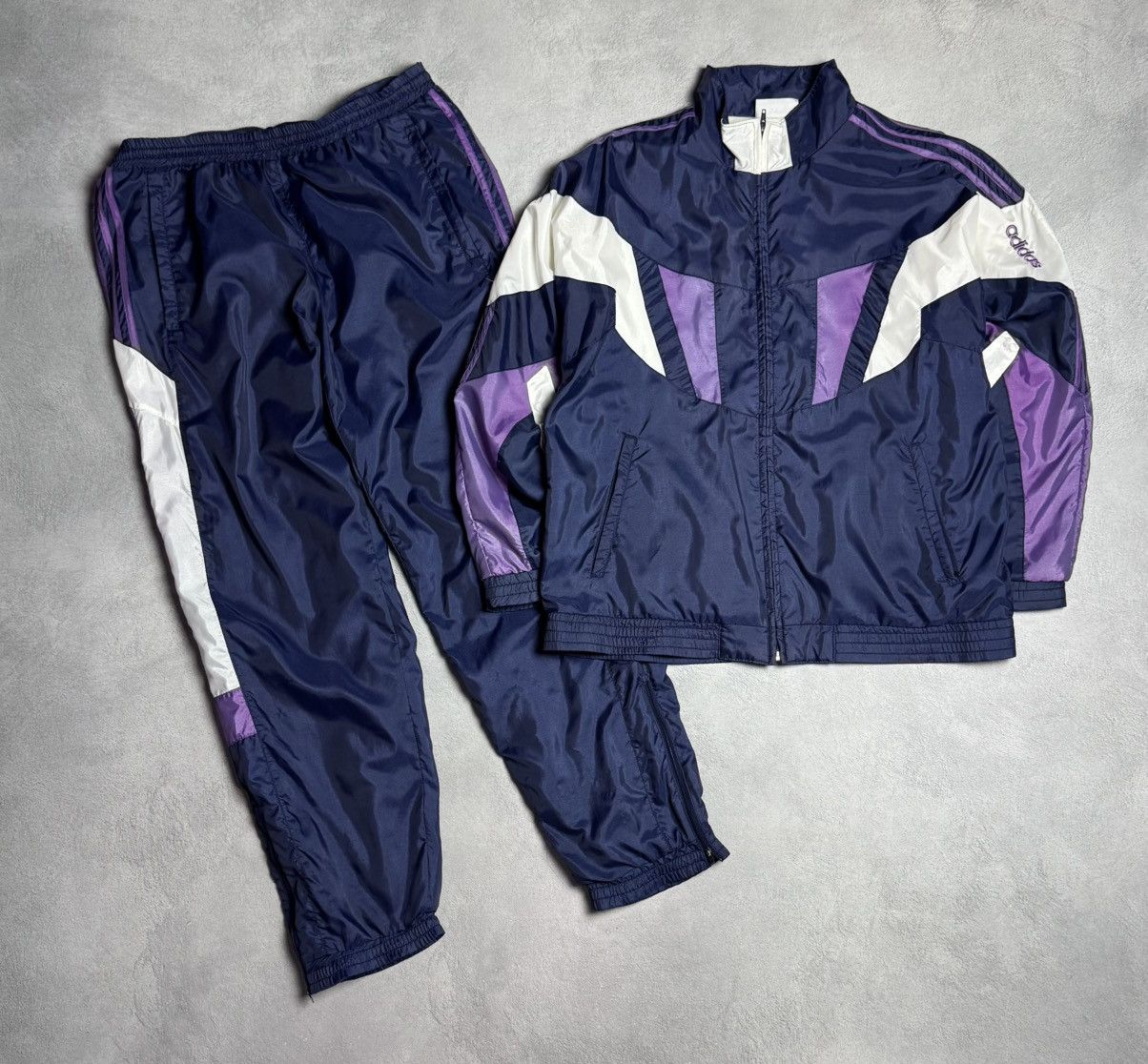 Adidas Adidas Vintage 1990s Drill Nylon Tracksuit Set Size US L / EU 52-54 / 3 - 4 Thumbnail