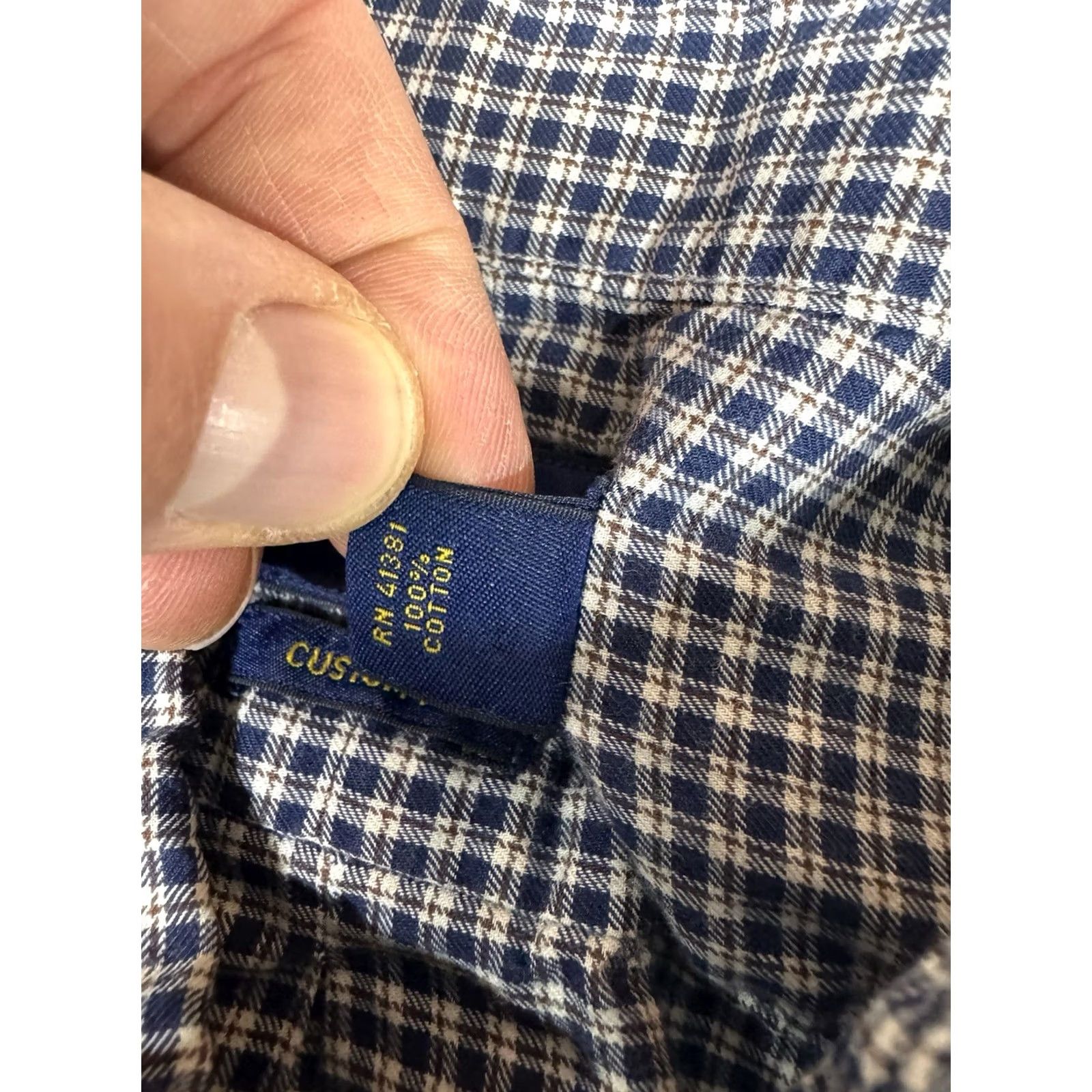 Ralph Lauren Ralph Lauren Button-Down Shirt Men XL Navy Gingham Check Classic Fit Blue/White Pony Embroidered All Seasons Formal Casual Workwear Size US XL / EU 56 / 4 - 3 Thumbnail