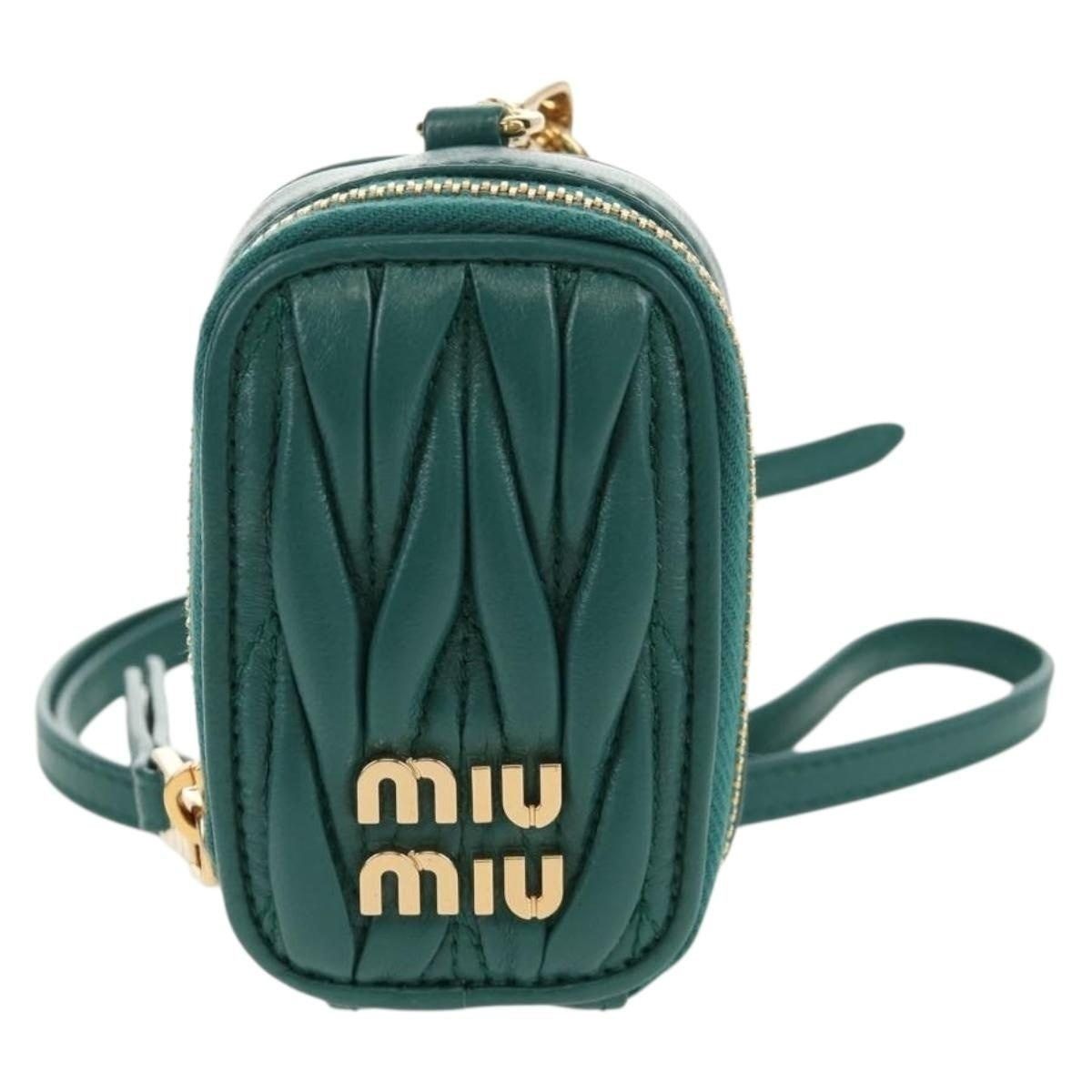 Miu Miu Miu Miu Matelasse Leather Pouch Green Size ONE SIZE - 1 Thumbnail