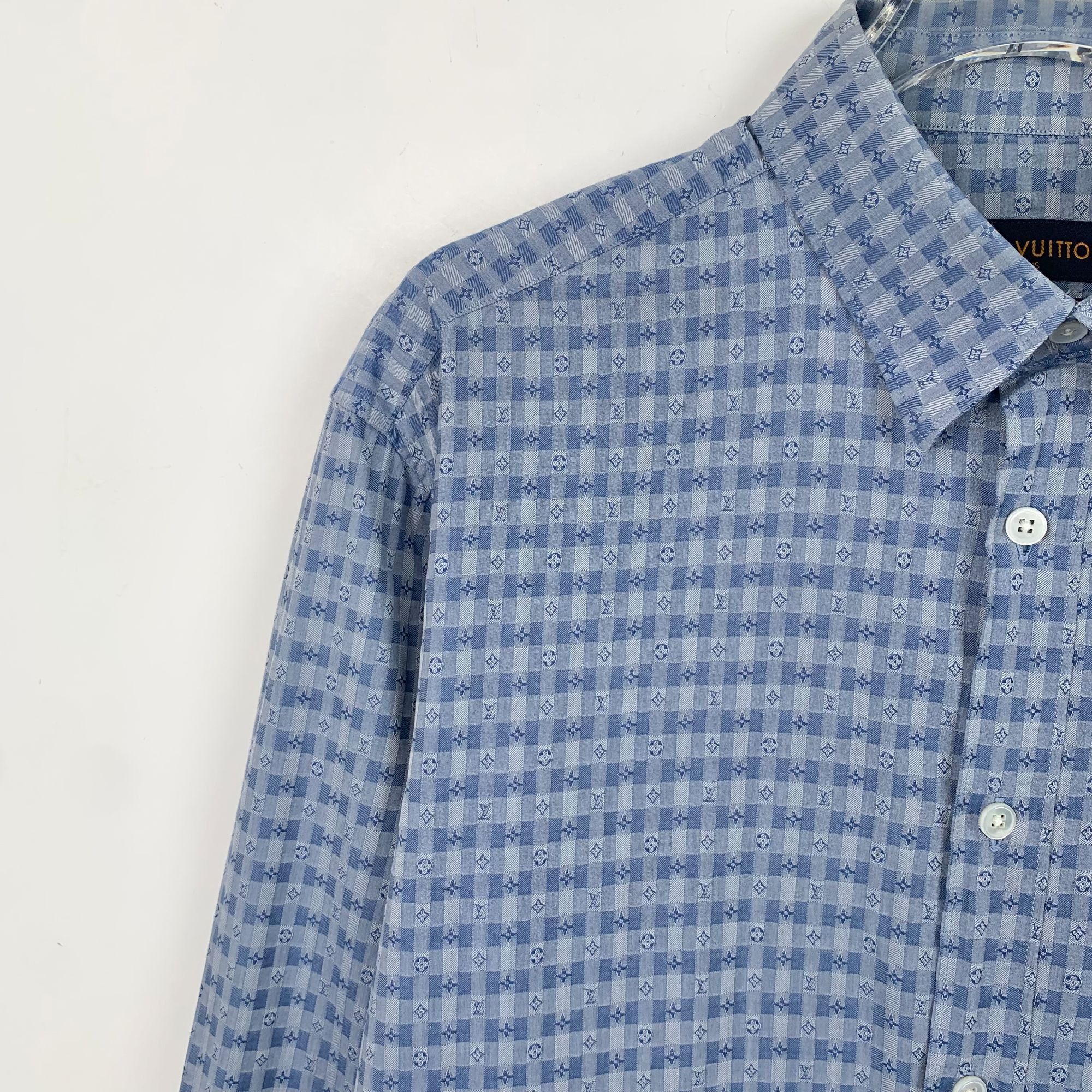 Louis Vuitton Louis Vuitton Slim Fit Blue Logo Long Sleeve Shirt M 100% Co Size M / US 6-8 / IT 42-44 - 7 Thumbnail