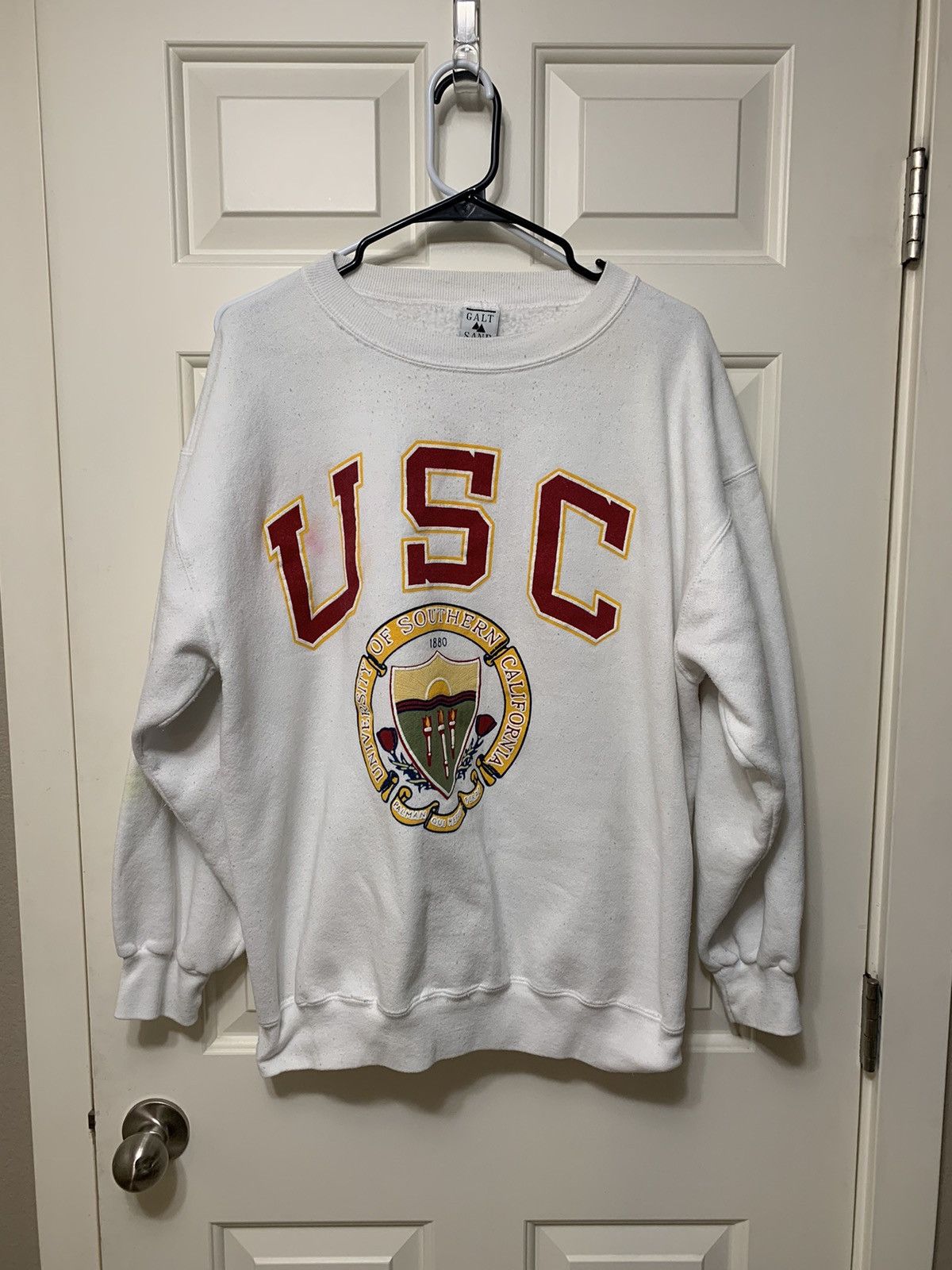 image of Vintage USC Galt Sand Crewneck Sweater in White, Men's (Size XL)