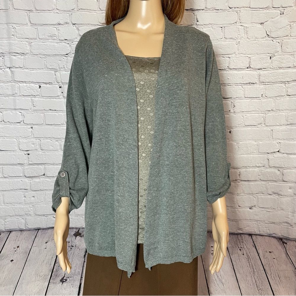 Other Elementz Grey Cardigan With Attached Tank Top Size M Size M / US 6-8 / IT 42-44 - 2 Thumbnail