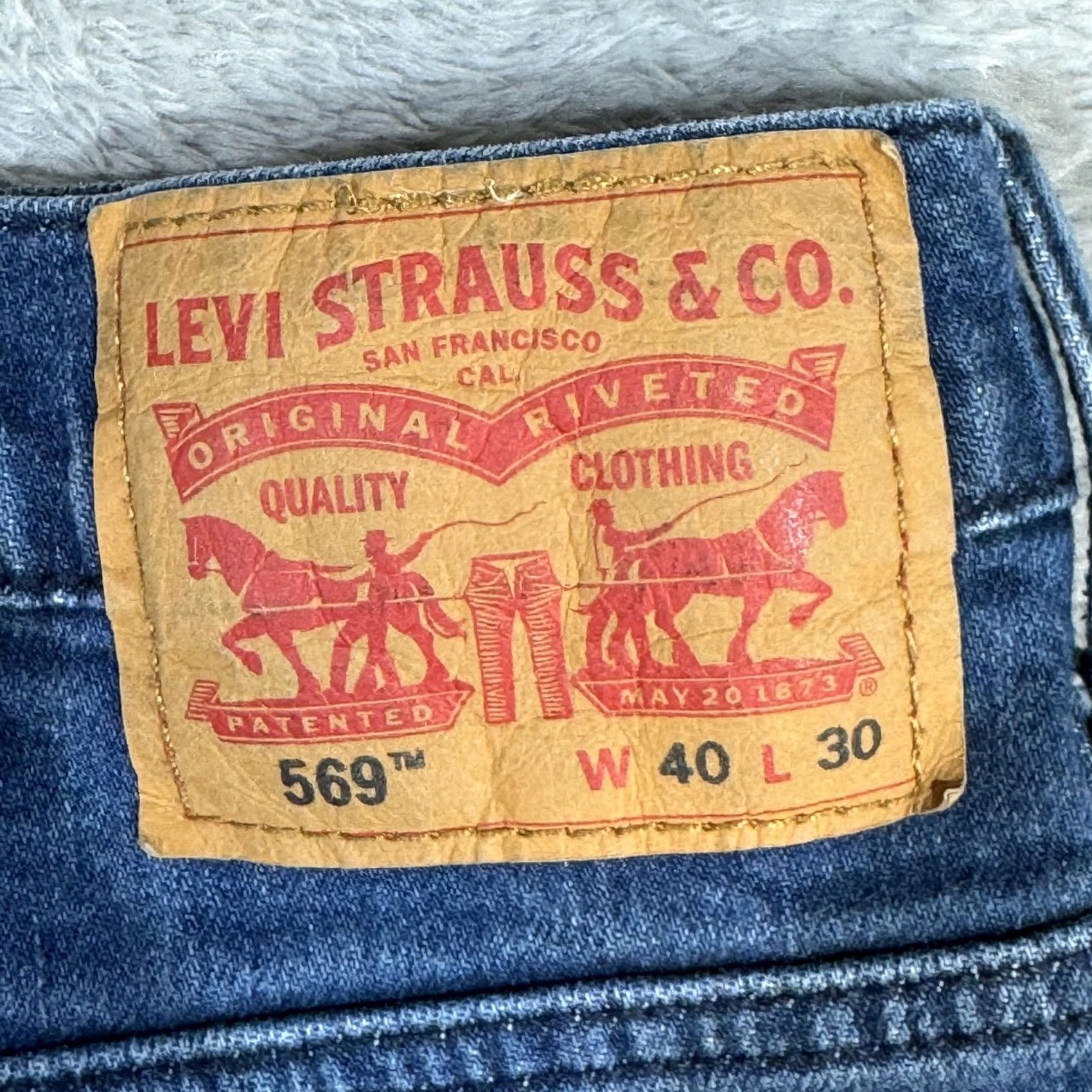 Levi's Levi's 569 Jeans Mens 40x30 Blue Loose Straight Fit Stretch Denim Zip Fly Size US 40 / EU 56 - 3 Thumbnail