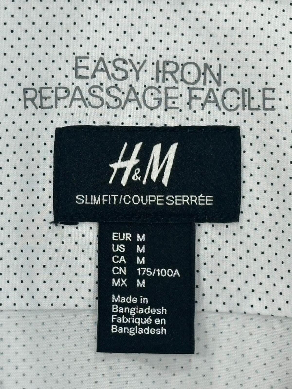 H&M H&M Easy Iron Slim Fit Pinpoint Button-Up White Mens M Size US M / EU 48-50 / 2 - 5 Thumbnail