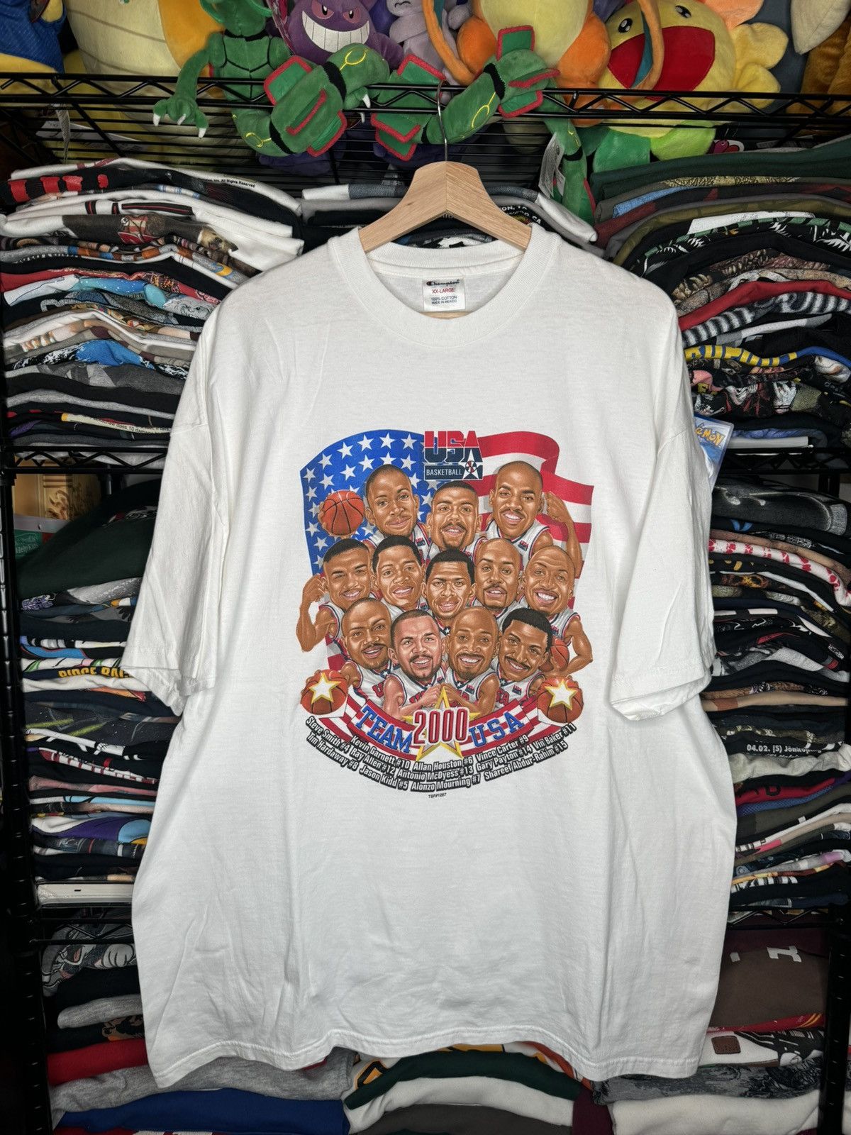 USA Olympics × Vintage Vintage 2000 Team USA Basketball Caricature XXL White Tee Size US XXL / EU 58 / 5 - 1 Thumbnail